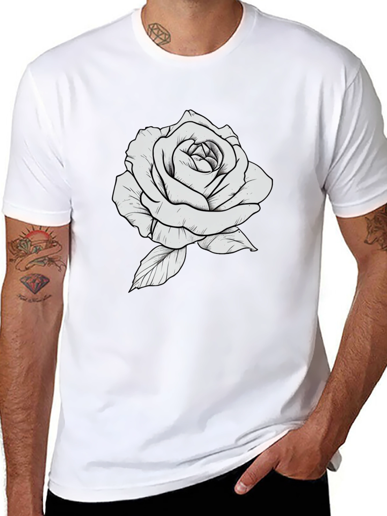 Rose Graphic Black T-Shirt - Stylish Floral Design
