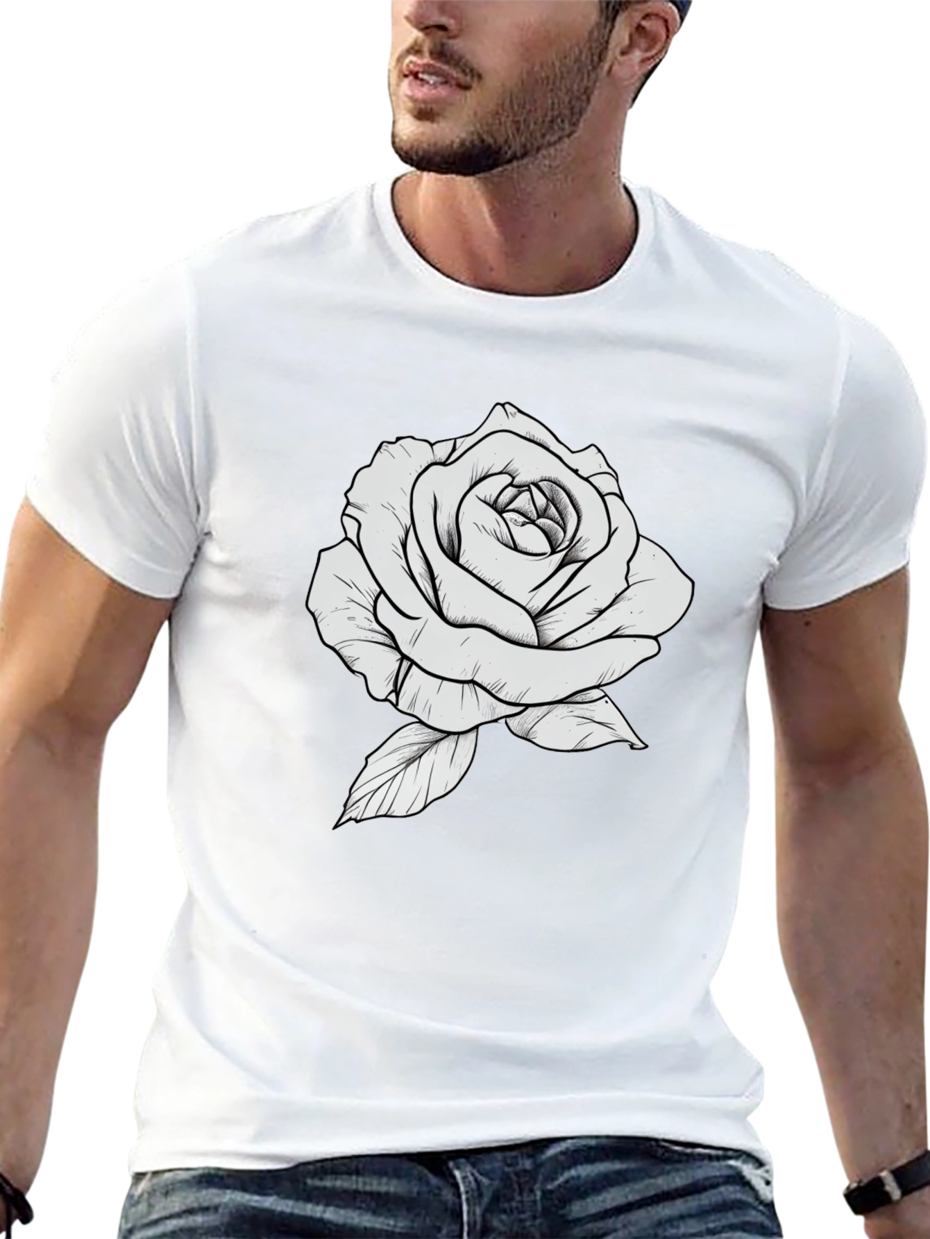 Rose Graphic Black T-Shirt - Stylish Floral Design