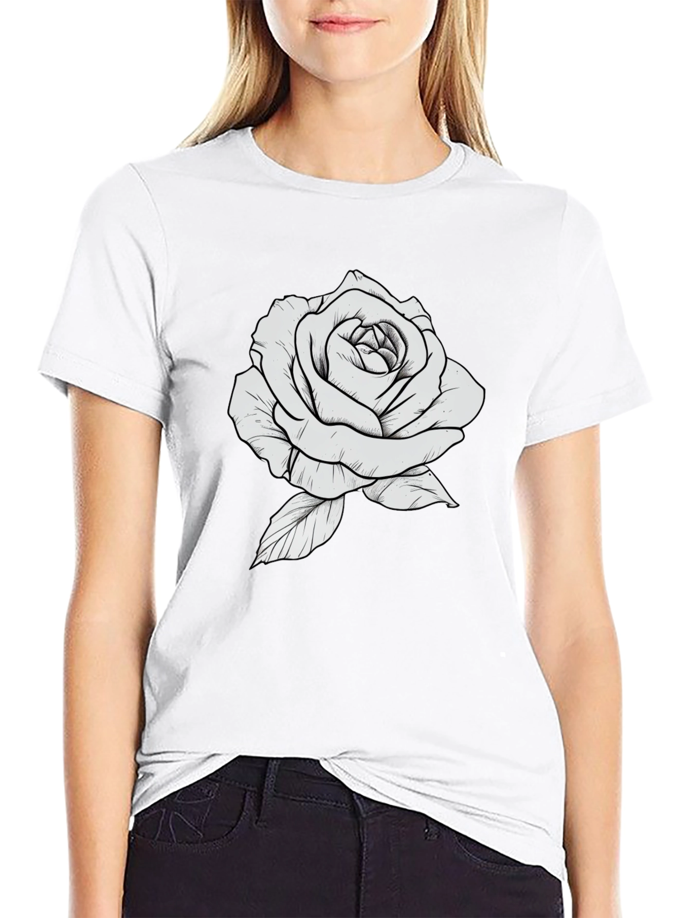 Rose Graphic Black T-Shirt - Stylish Floral Design