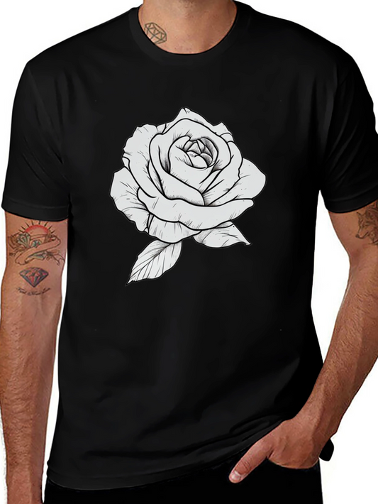 Rose Graphic Black T-Shirt - Stylish Floral Design