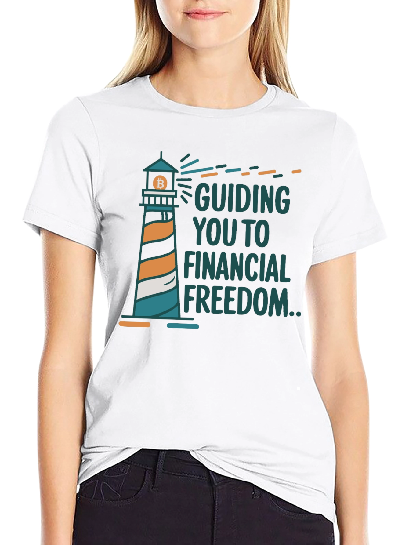 Bitcoin Lighthouse Financial Freedom Black T-Shirt