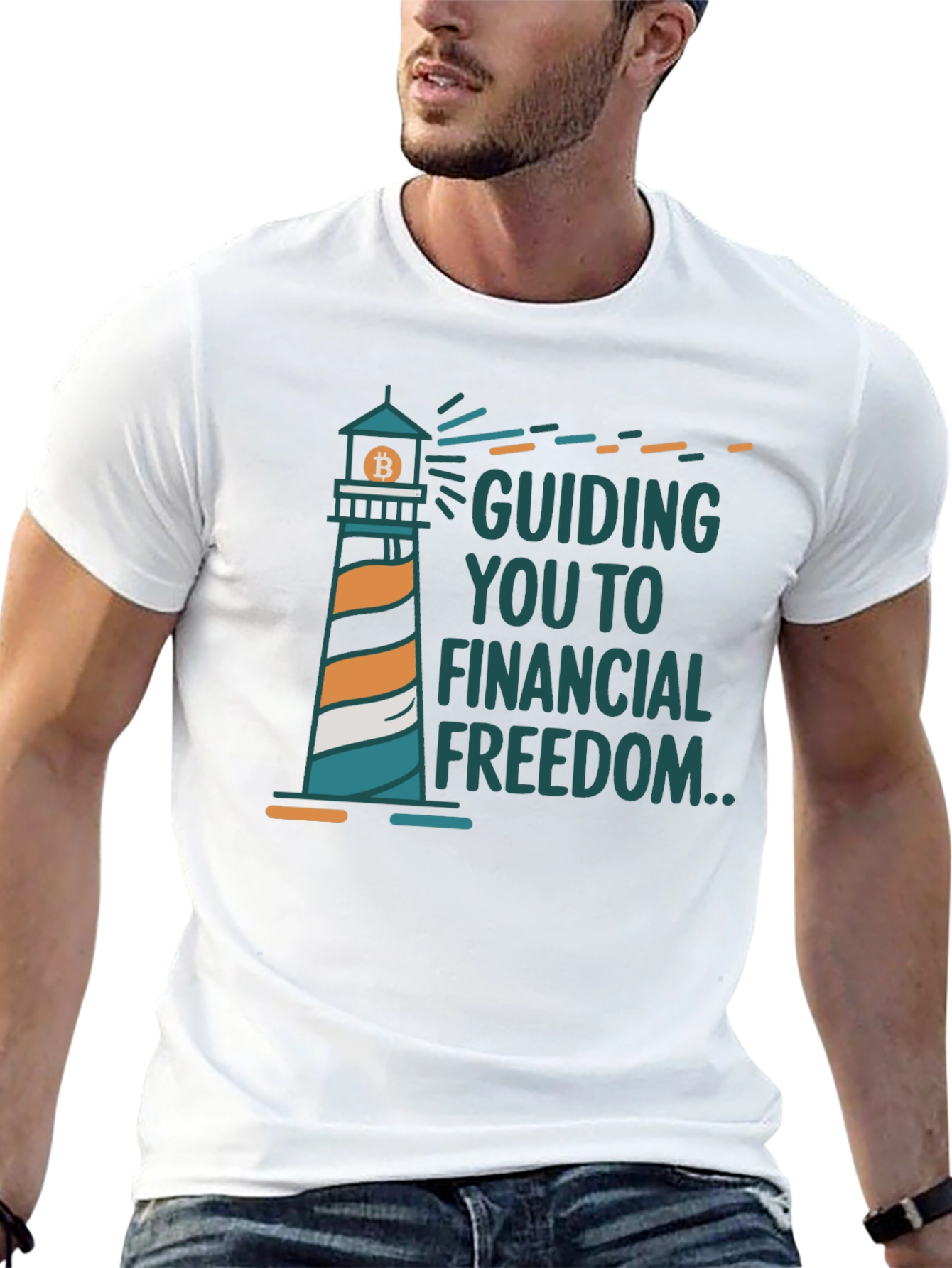 Bitcoin Lighthouse Financial Freedom Black T-Shirt