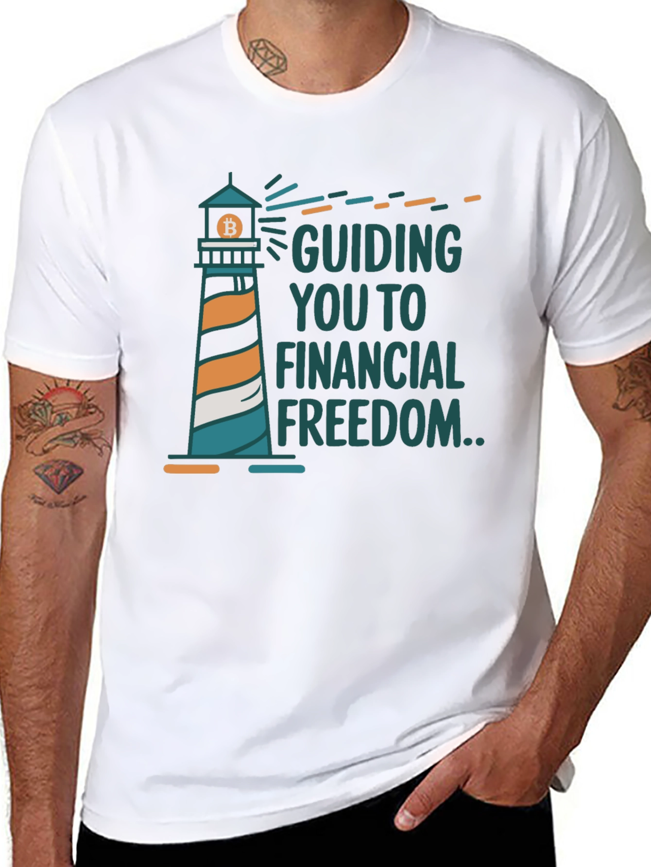 Bitcoin Lighthouse Financial Freedom Black T-Shirt