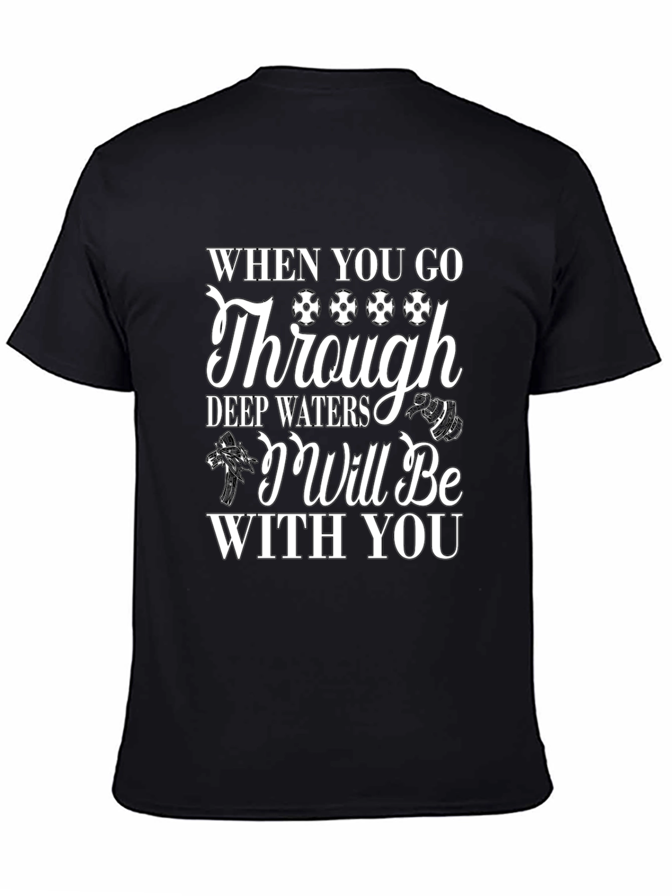 Faith-Based Black Graphic Tee: Deep Waters