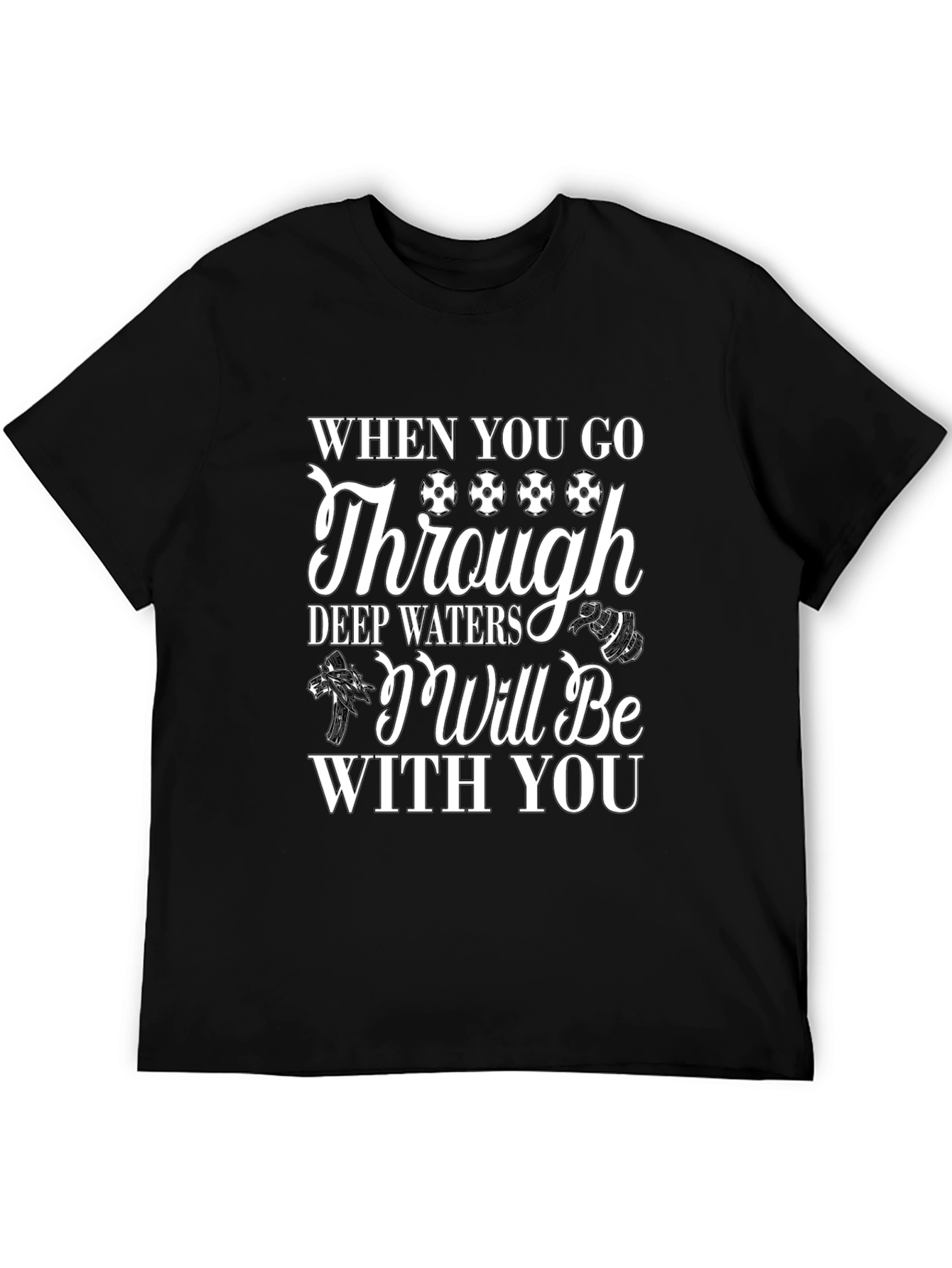 Faith-Based Black Graphic Tee: Deep Waters