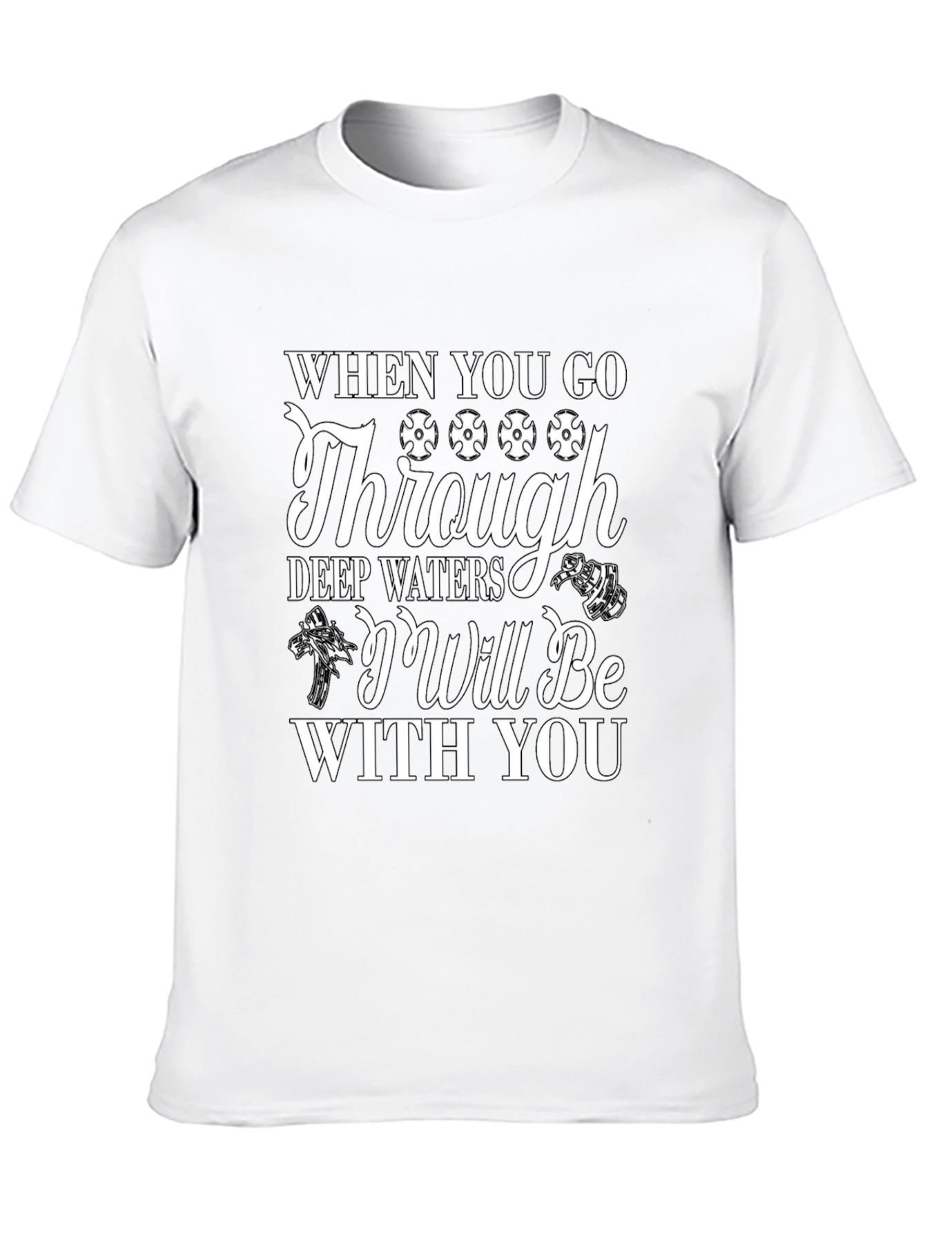 Faith-Based Black Graphic Tee: Deep Waters
