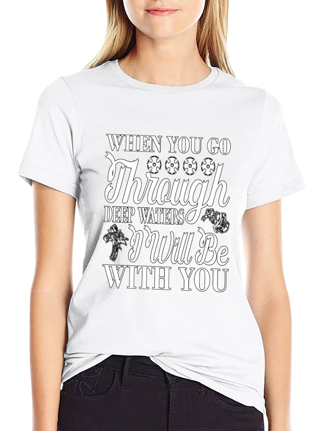 Faith-Based Black Graphic Tee: Deep Waters