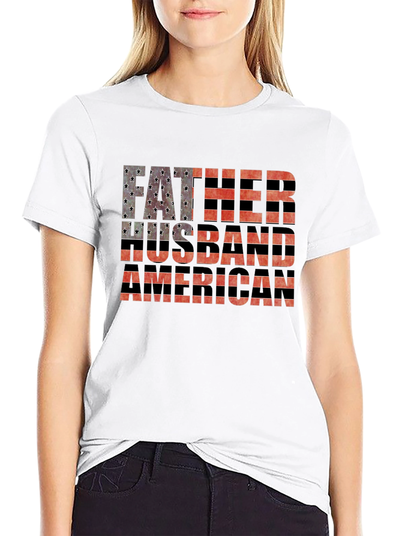 Father Husband American Flag Graphic Tee