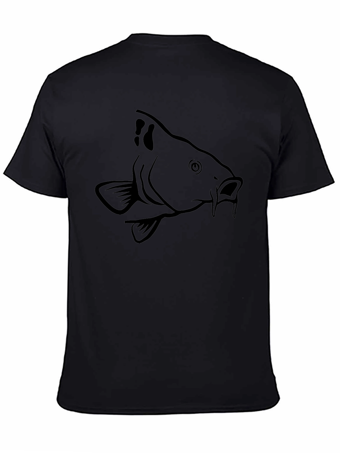 Mens Black Carp Fish Graphic T-Shirt