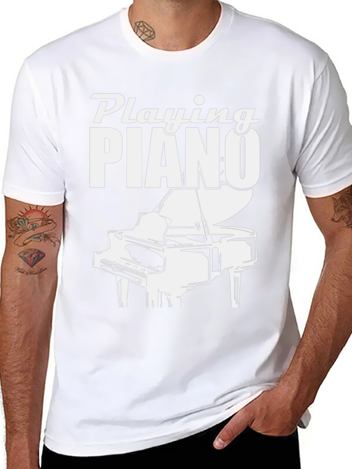 Playing Piano Graphic Tee | Music Lover Shirt