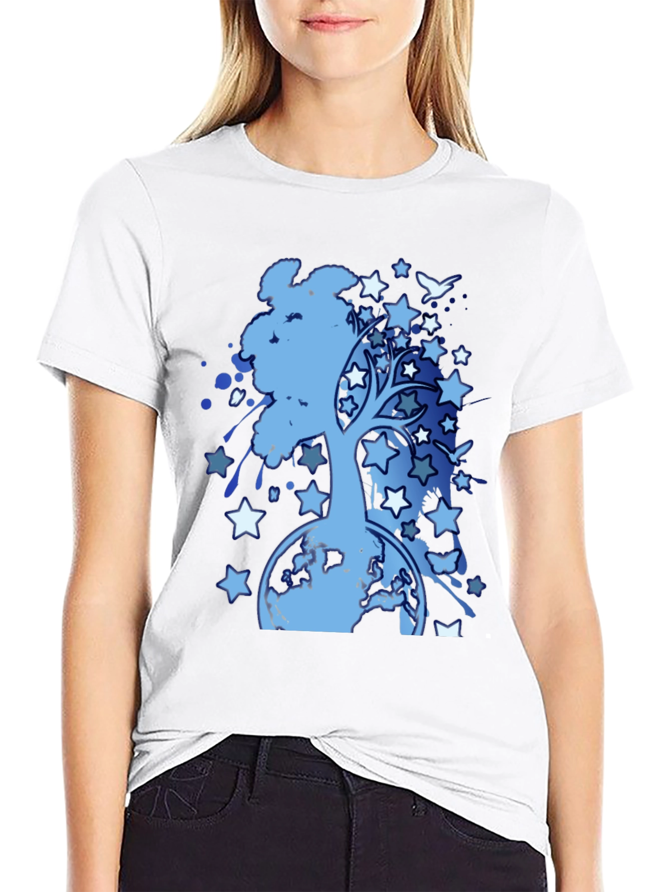 Starry Tree Earth Graphic T-Shirt