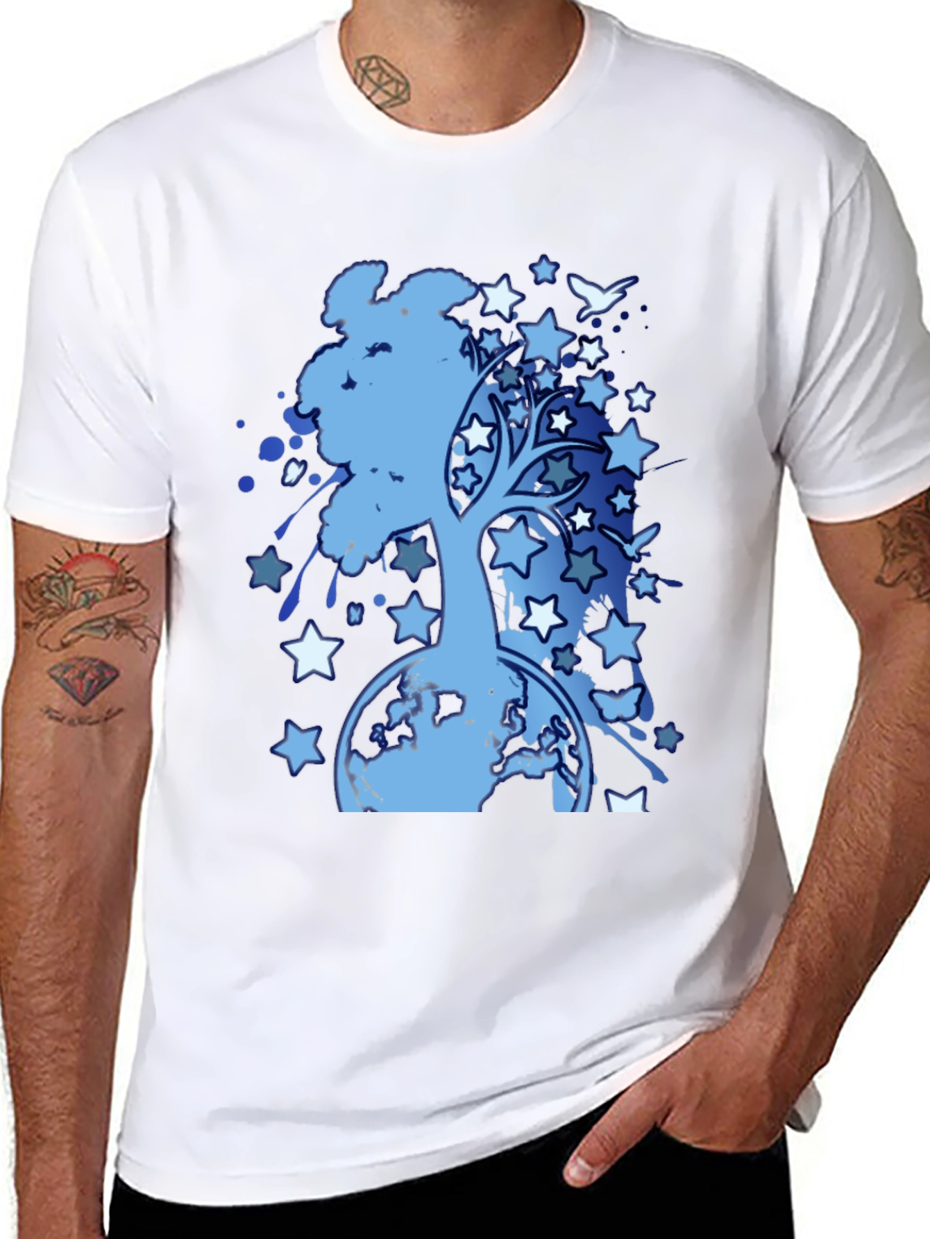 Starry Tree Earth Graphic T-Shirt