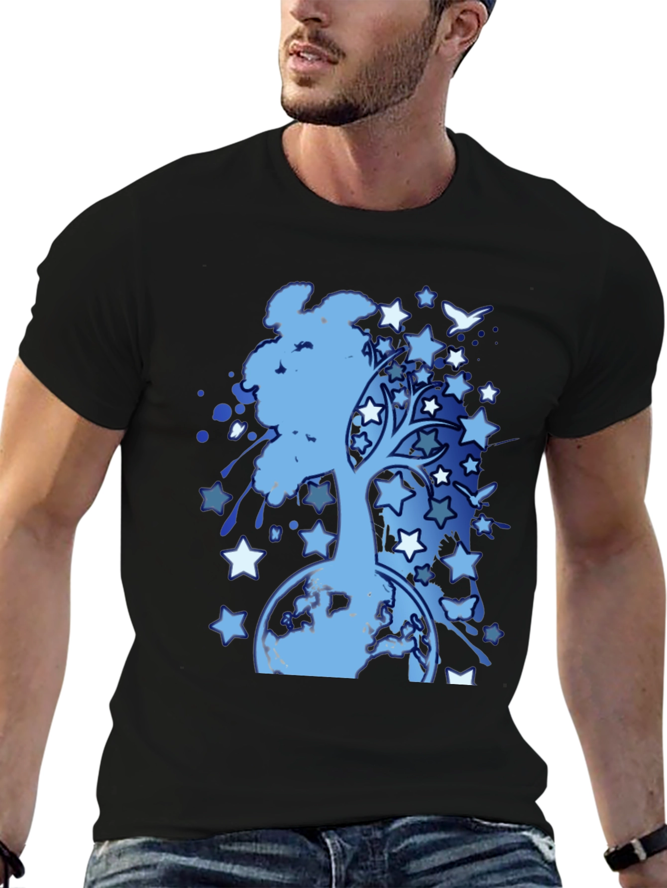 Starry Tree Earth Graphic T-Shirt