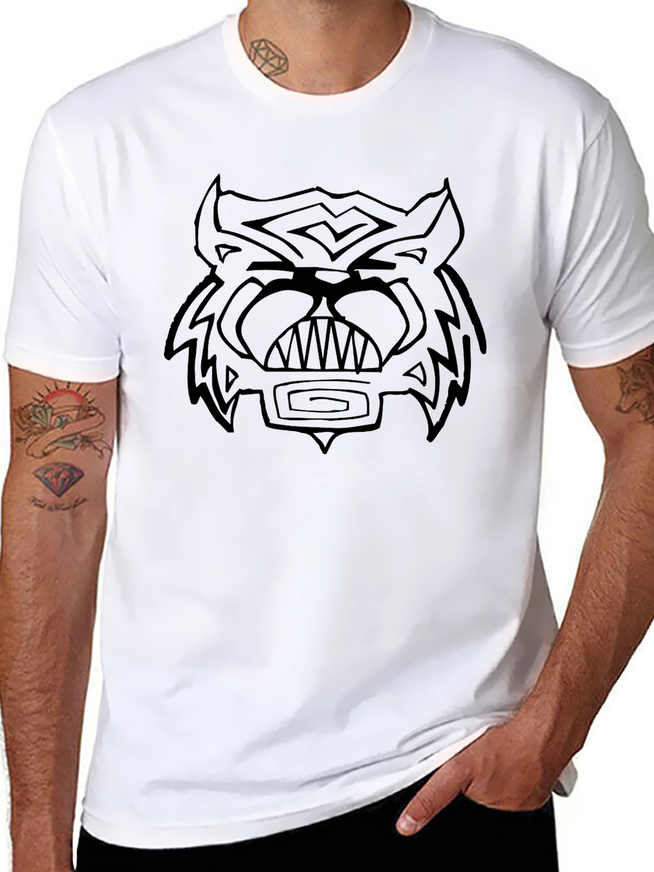 Bold Graphic Tee - Black Tiger Design