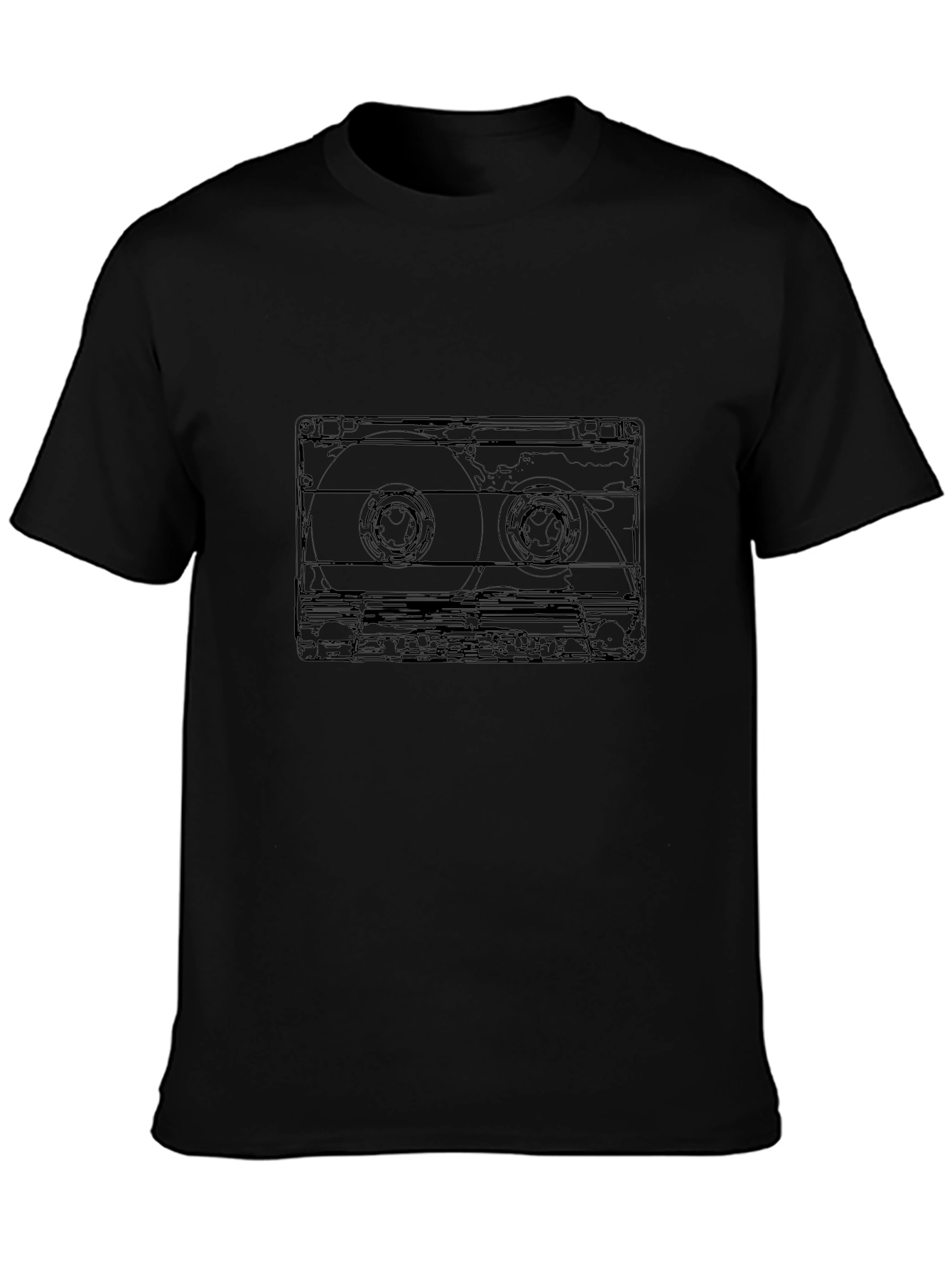 Retro Cassette Tape Graphic T-Shirt - Black