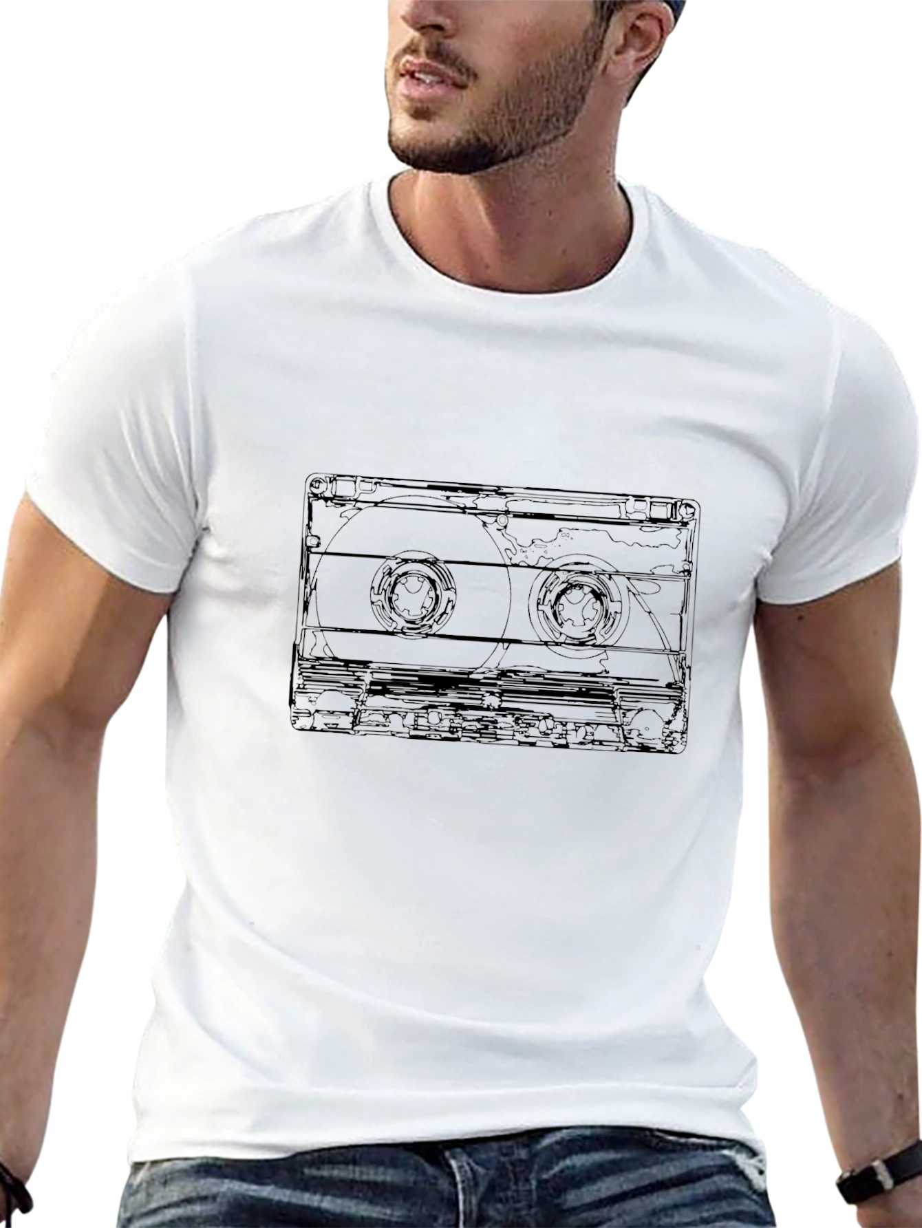 Retro Cassette Tape Graphic T-Shirt - Black