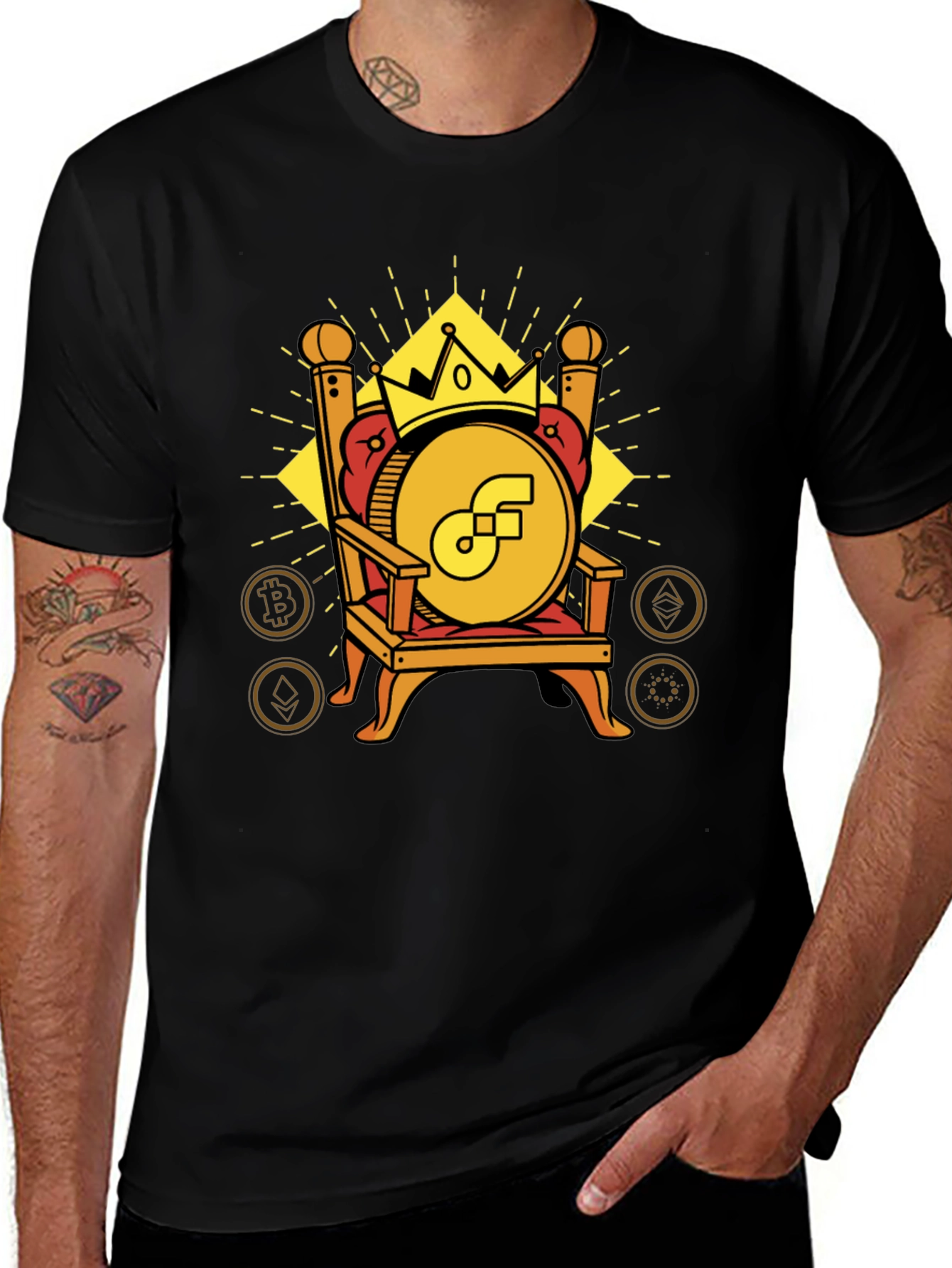 Crypto King T-Shirt - Bitcoin Ethereum and More!