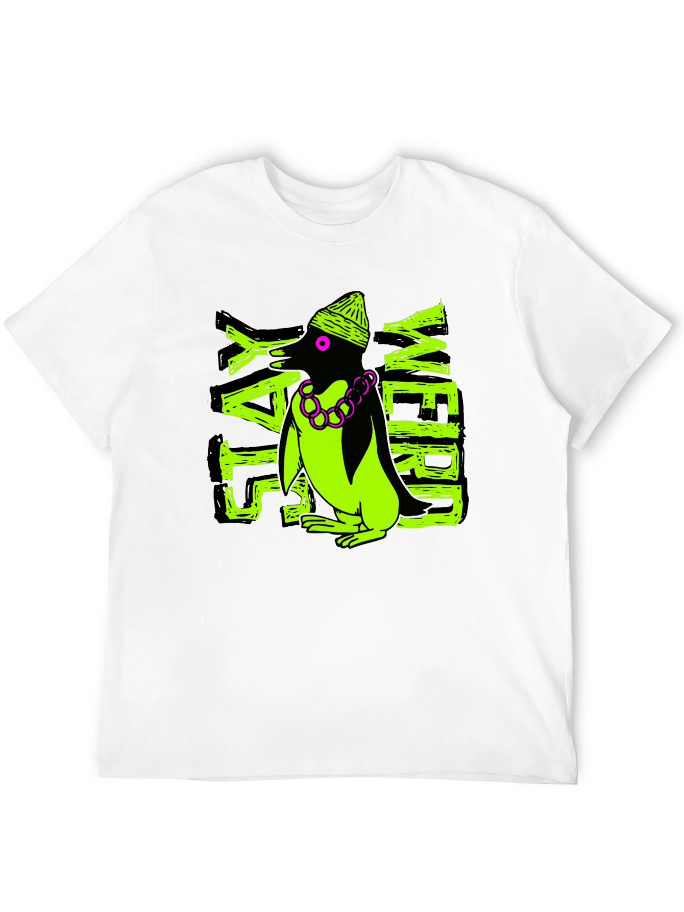 Stay Weird Penguin Graphic Tee - Black