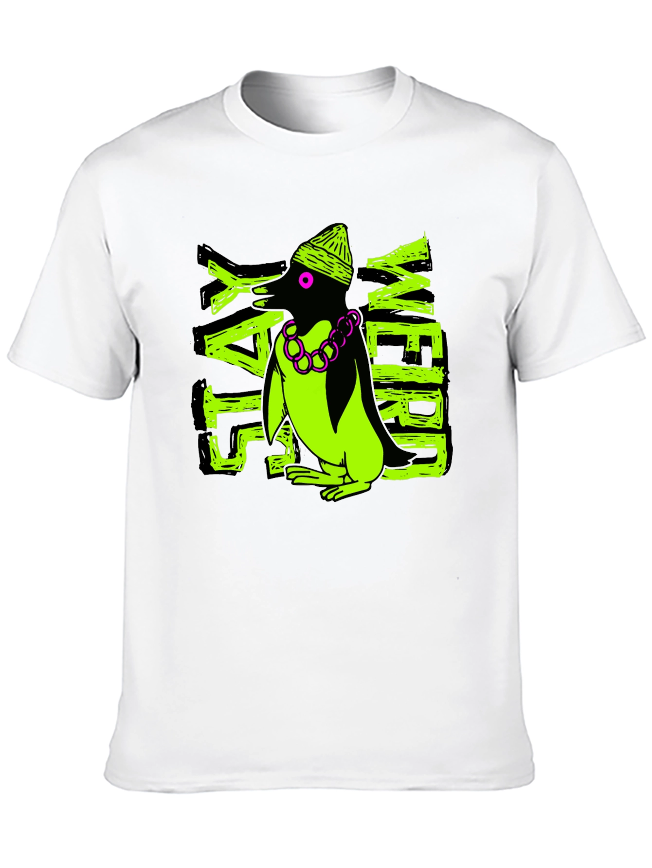 Stay Weird Penguin Graphic Tee - Black