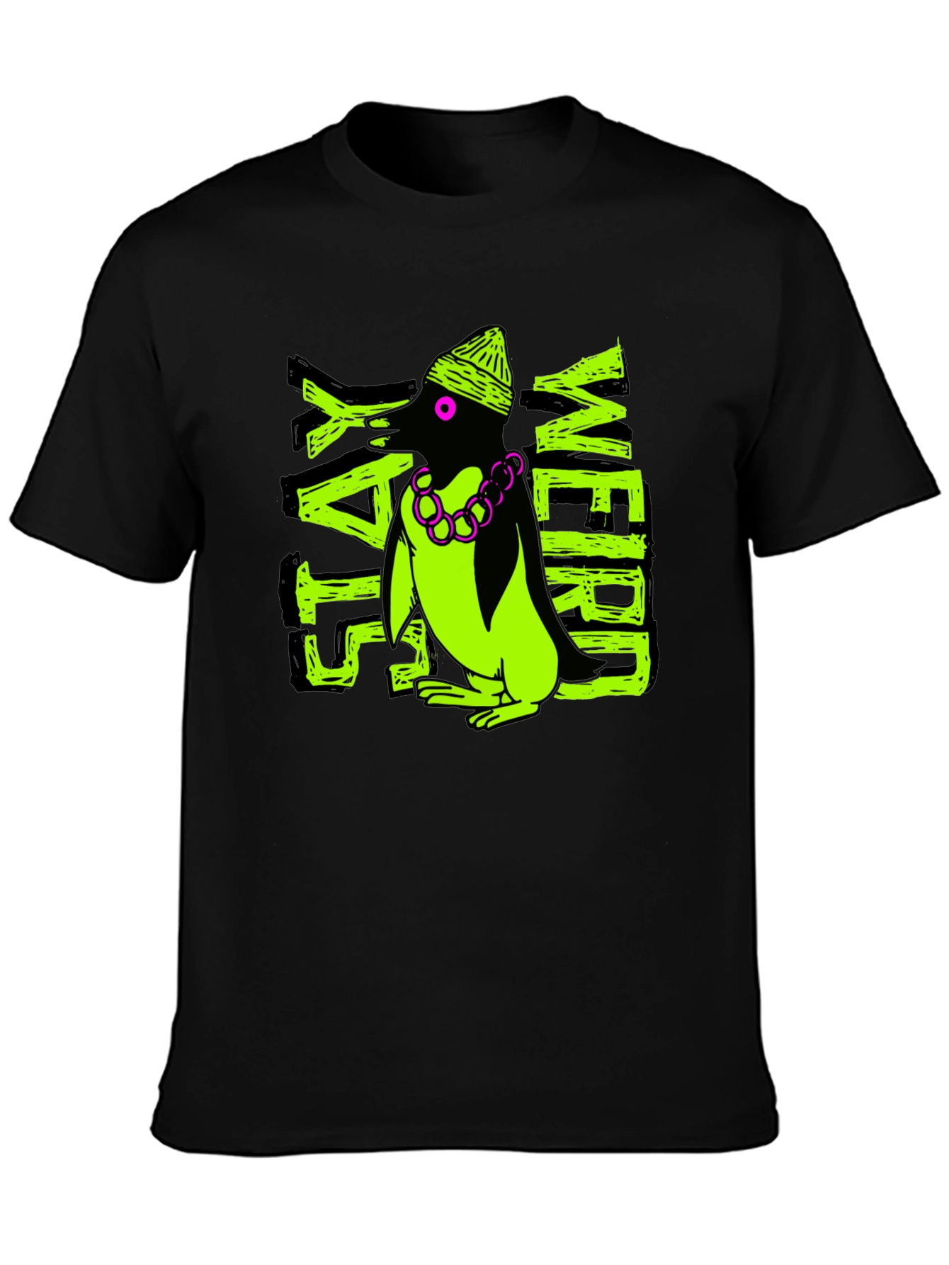 Stay Weird Penguin Graphic Tee - Black