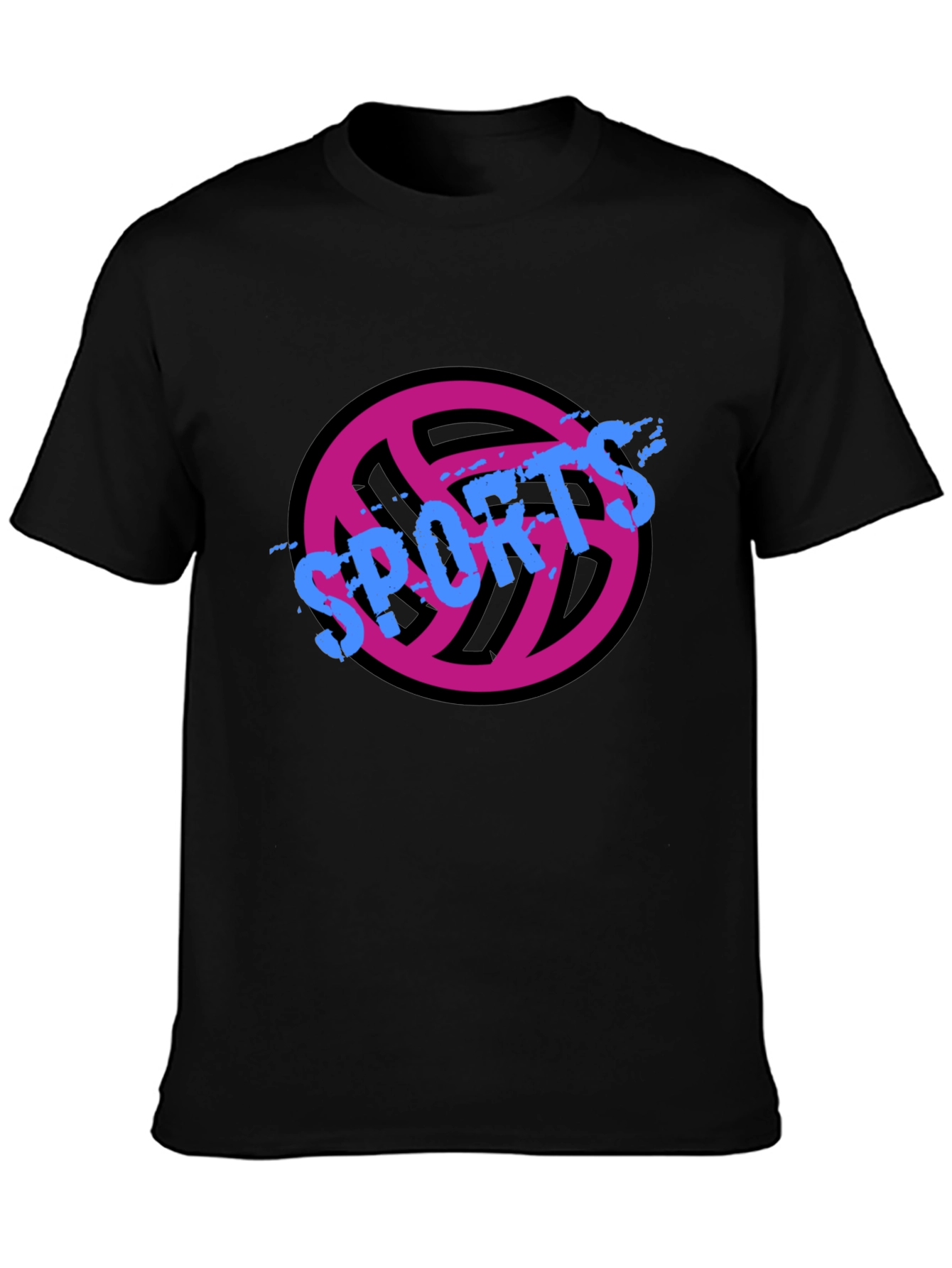 Sports Graphic Tee - Black Casual T-Shirt