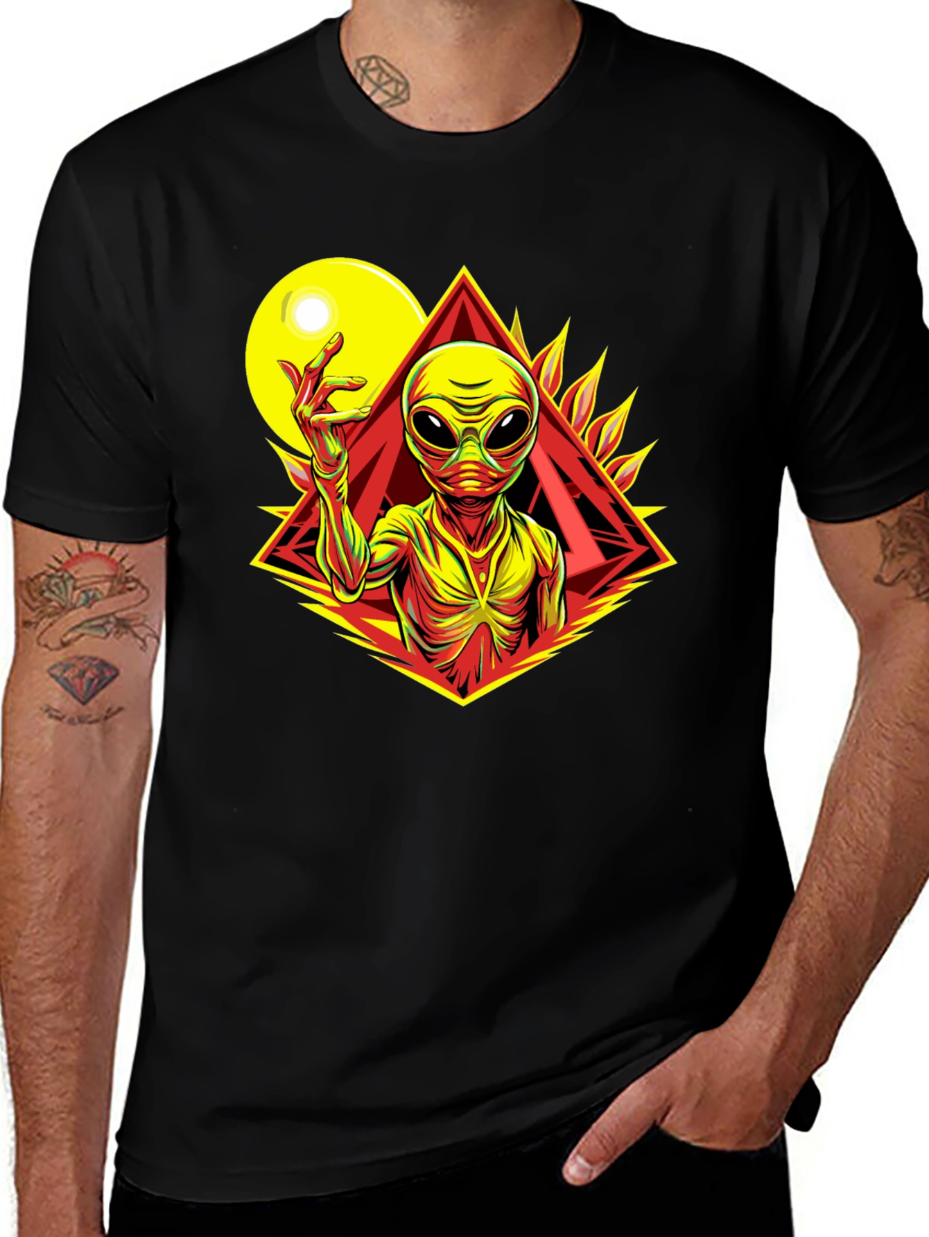 Alien Graphic Tee - Black Cotton T-Shirt