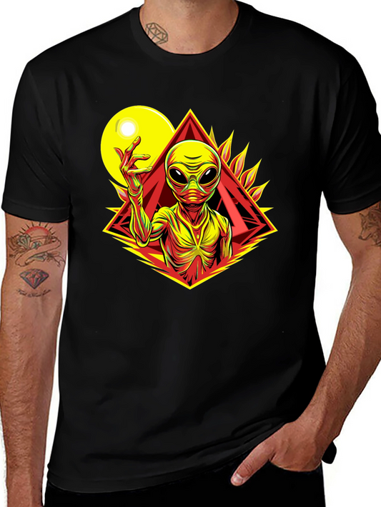 Alien Graphic Tee - Black Cotton T-Shirt