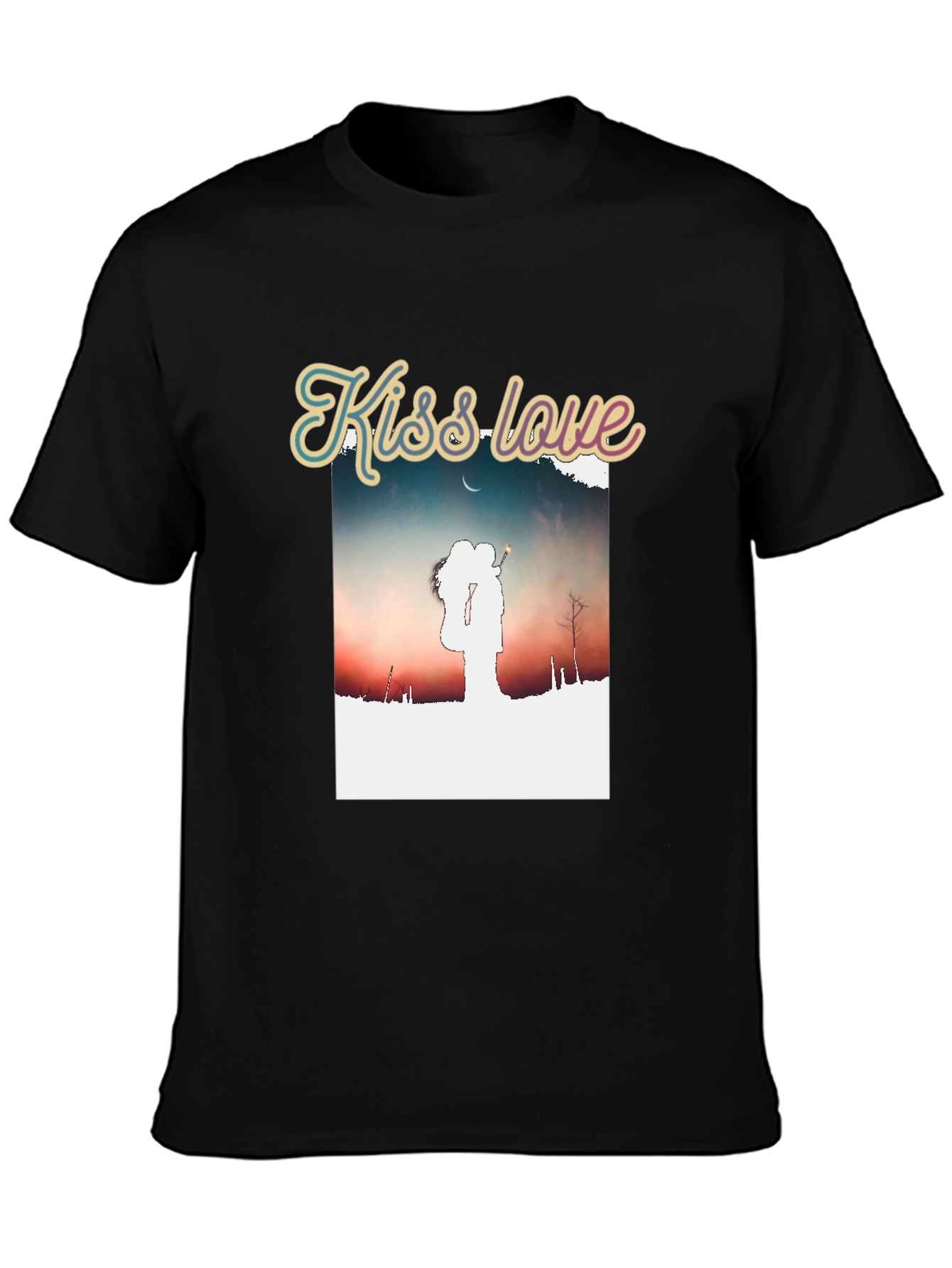 Kiss Love Graphic Black T-Shirt