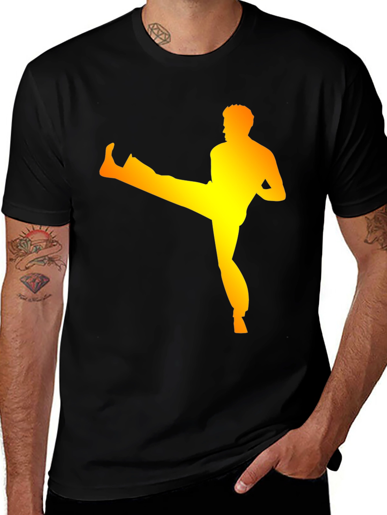 Karate Kick Graphic T-Shirt - Black