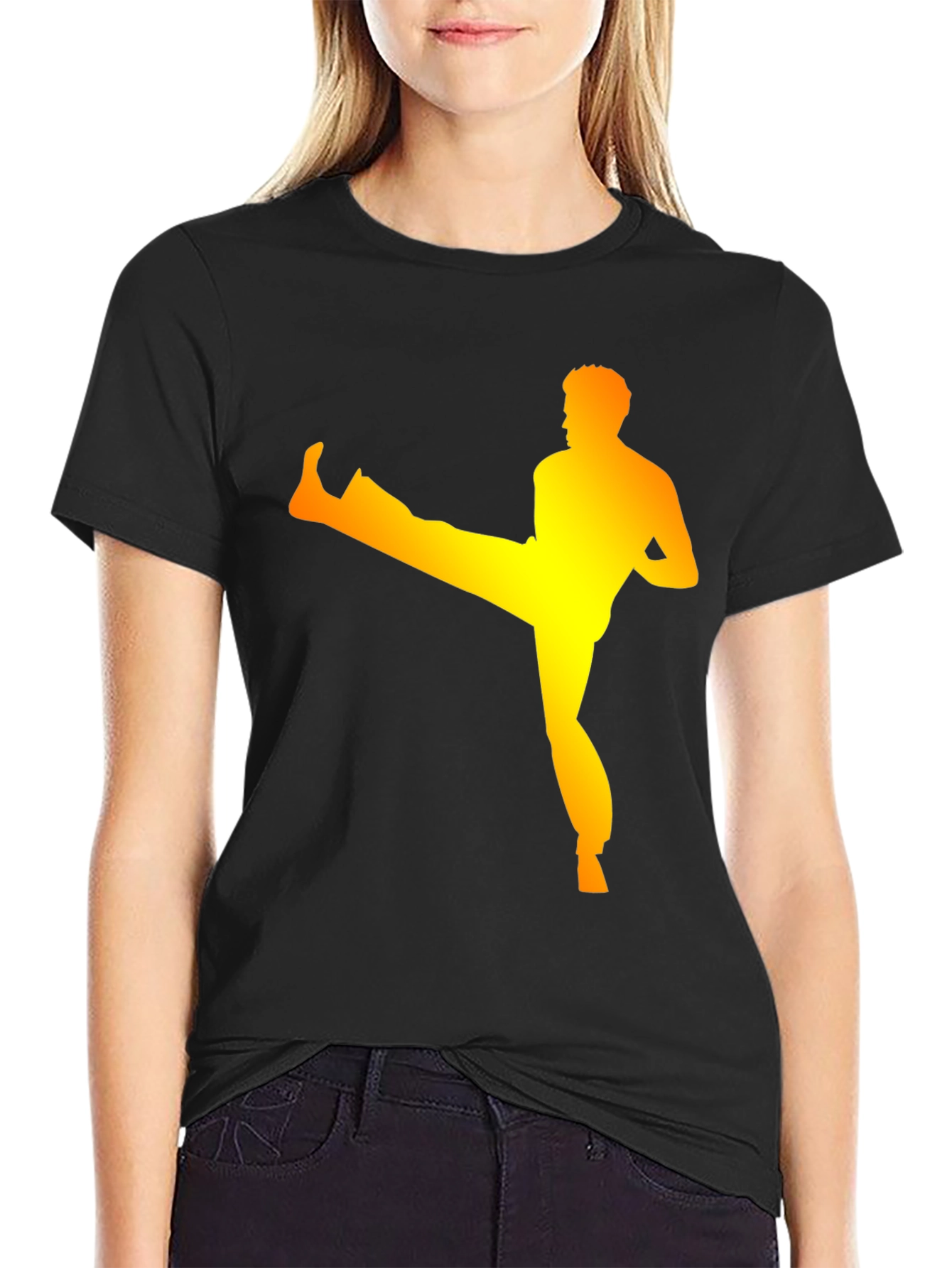 Karate Kick Graphic T-Shirt - Black