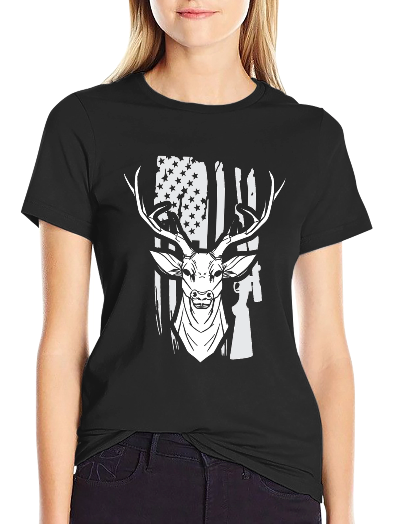 American Flag Deer Hunting T-Shirt
