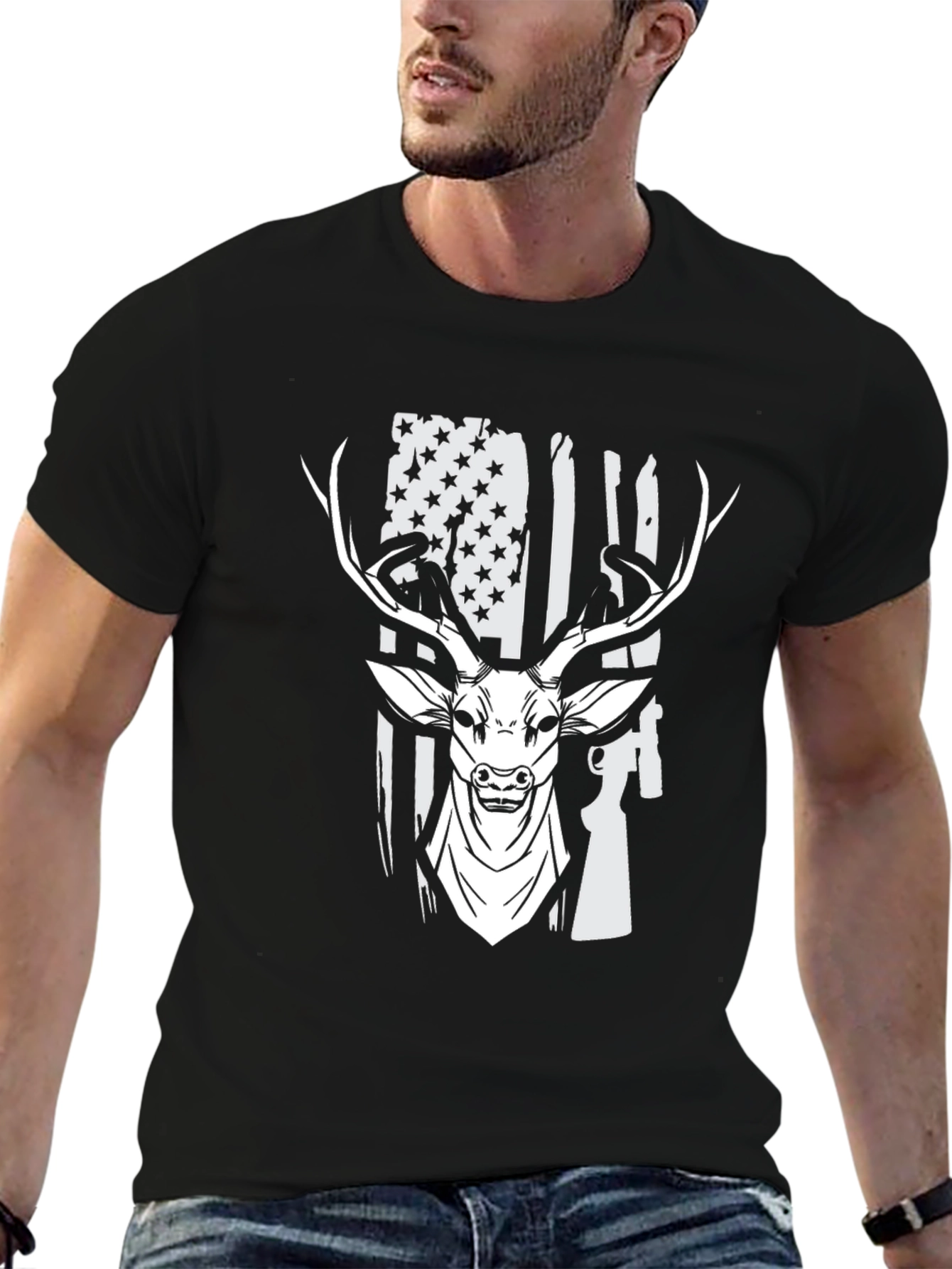 American Flag Deer Hunting T-Shirt