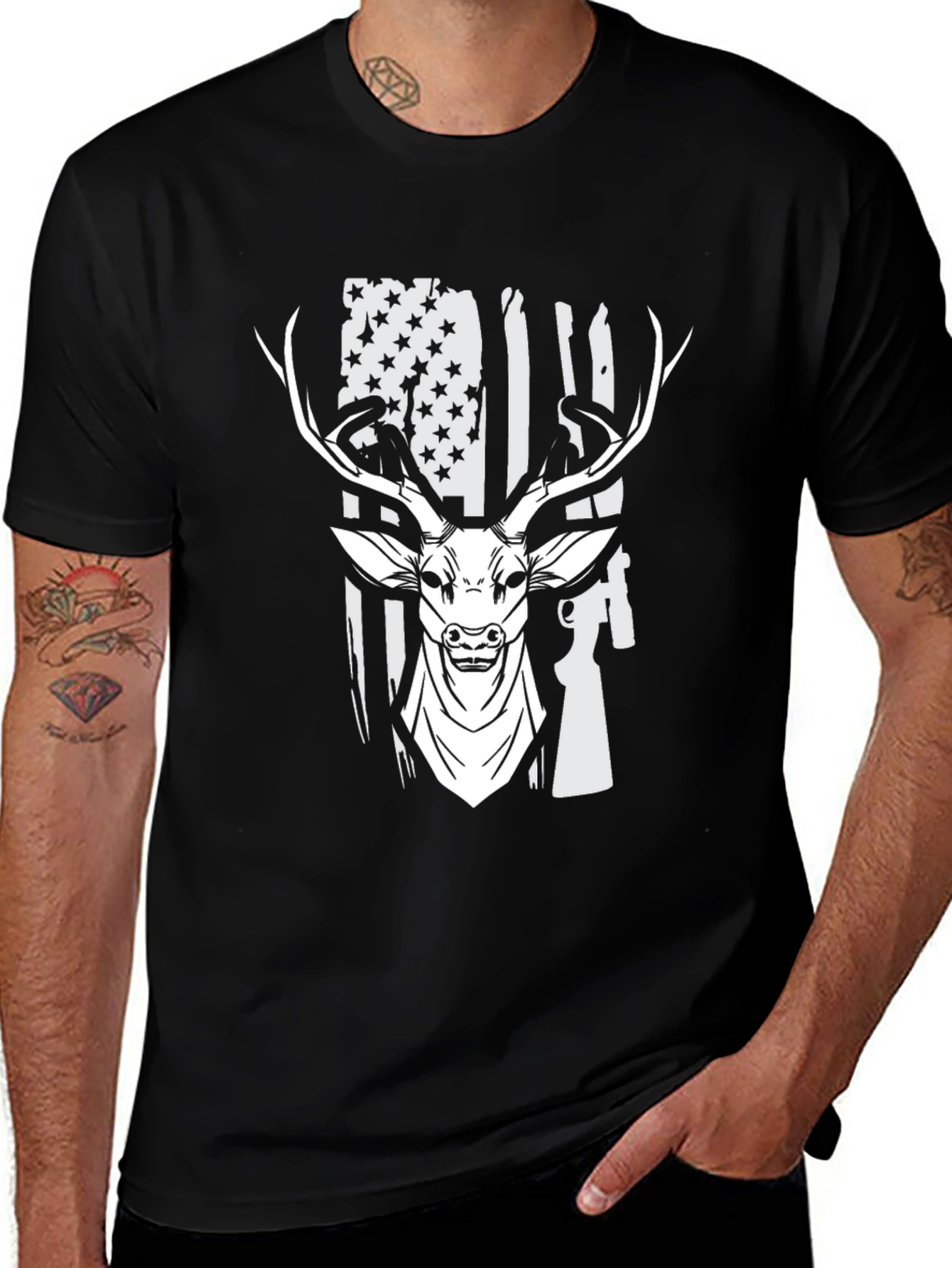 American Flag Deer Hunting T-Shirt