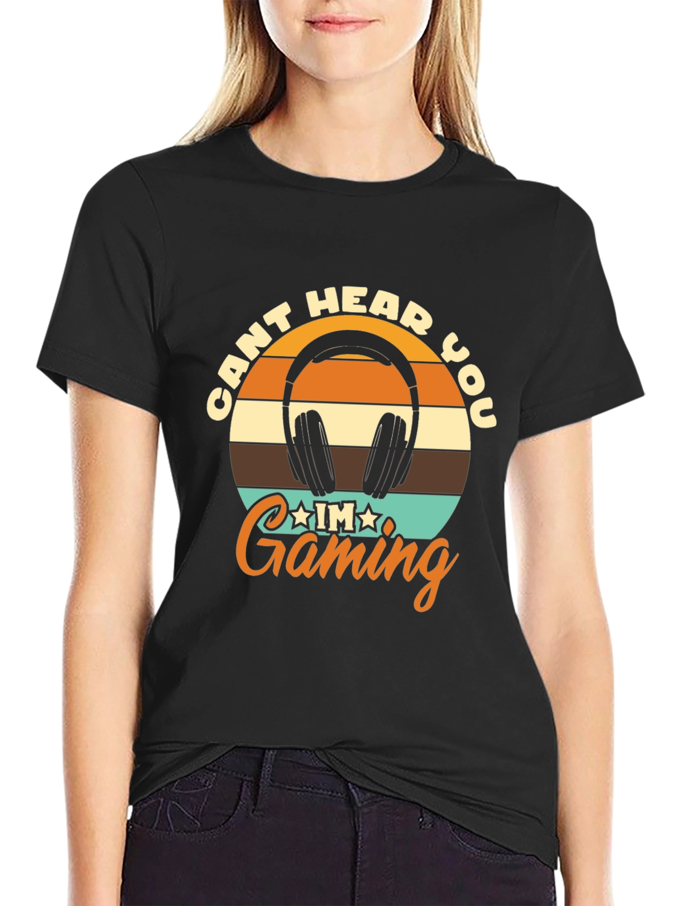 Cant Hear You Gaming Black T-Shirt