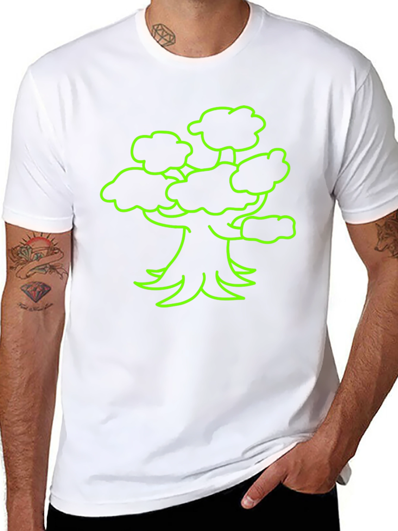 Neon Tree Graphic Tee - Black Cotton T-Shirt