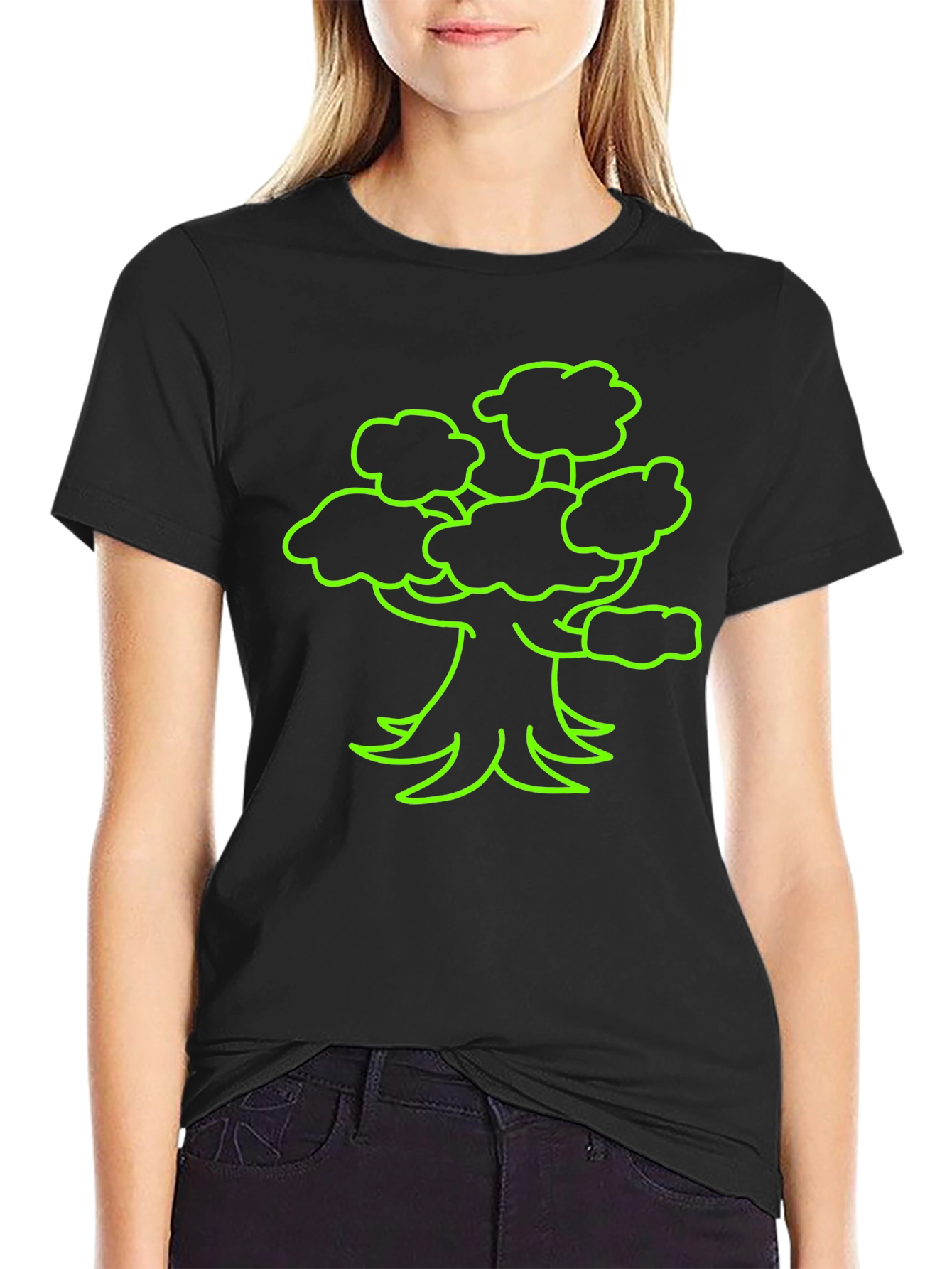 Neon Tree Graphic Tee - Black Cotton T-Shirt