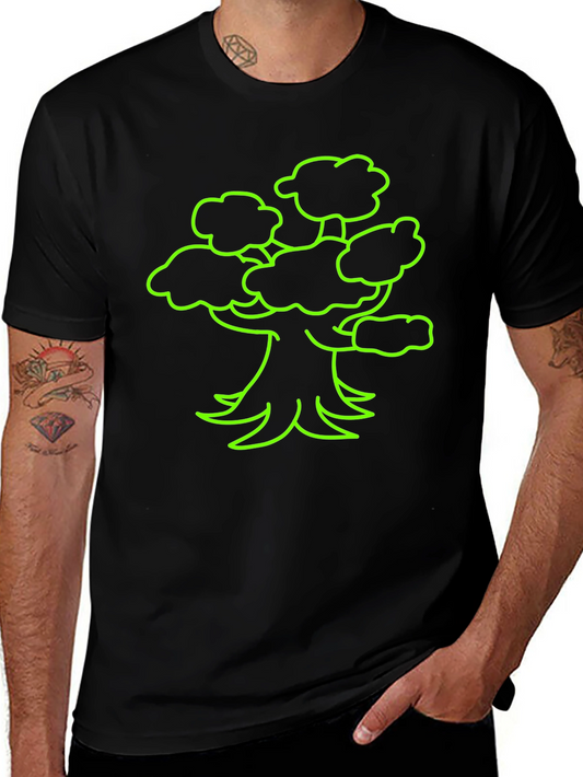 Neon Tree Graphic Tee - Black Cotton T-Shirt