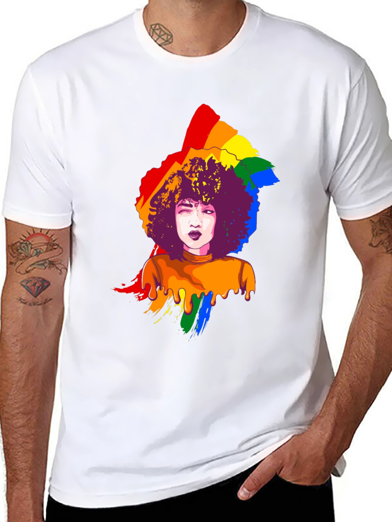 Rainbow Afro Graphic Tee - Pride Month T-Shirt