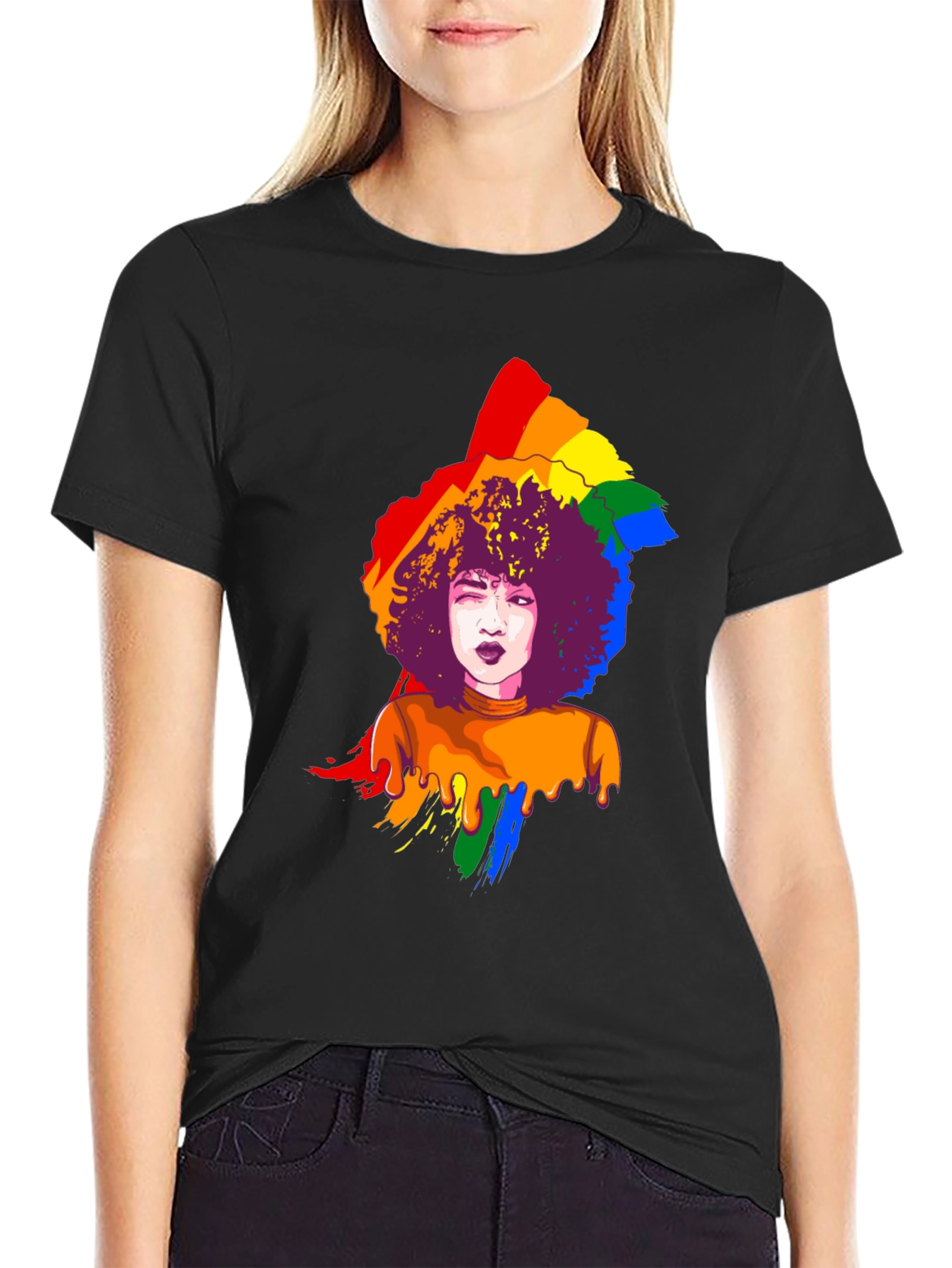 Rainbow Afro Graphic Tee - Pride Month T-Shirt