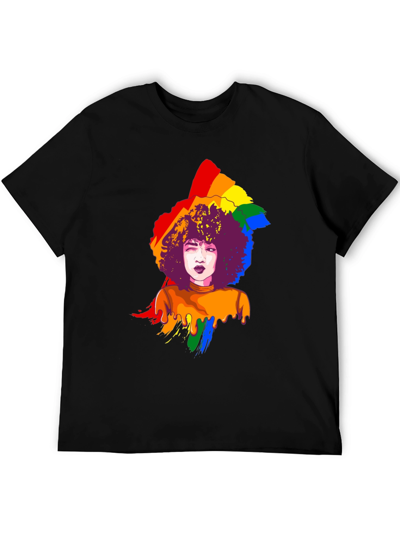 Rainbow Afro Graphic Tee - Pride Month T-Shirt