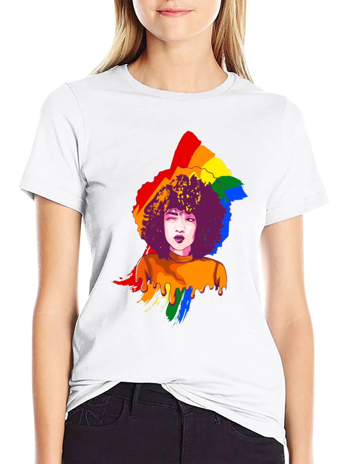 Rainbow Afro Graphic Tee - Pride Month T-Shirt