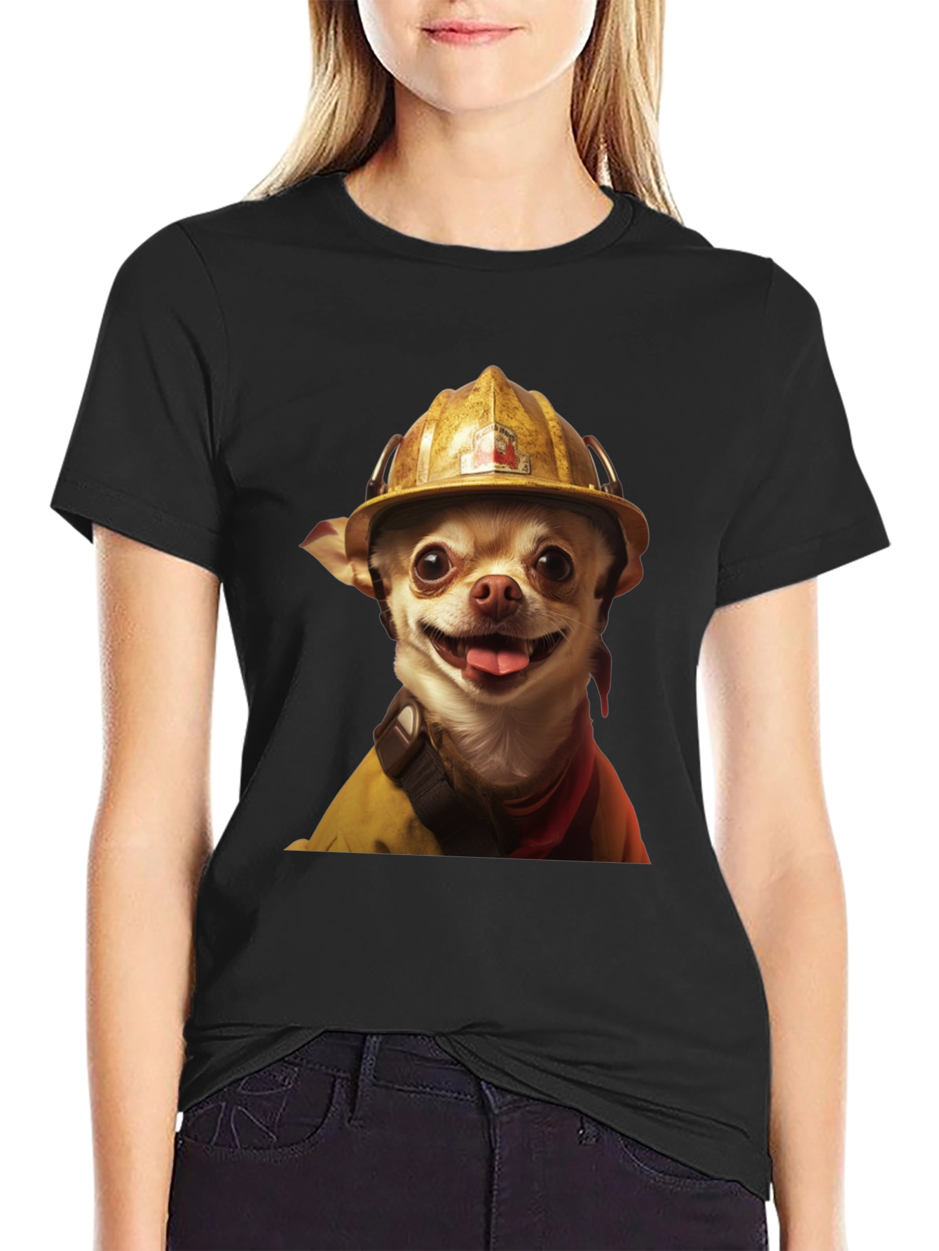 Dog Firefighter T-Shirt - Novelty Pet Lover Tee