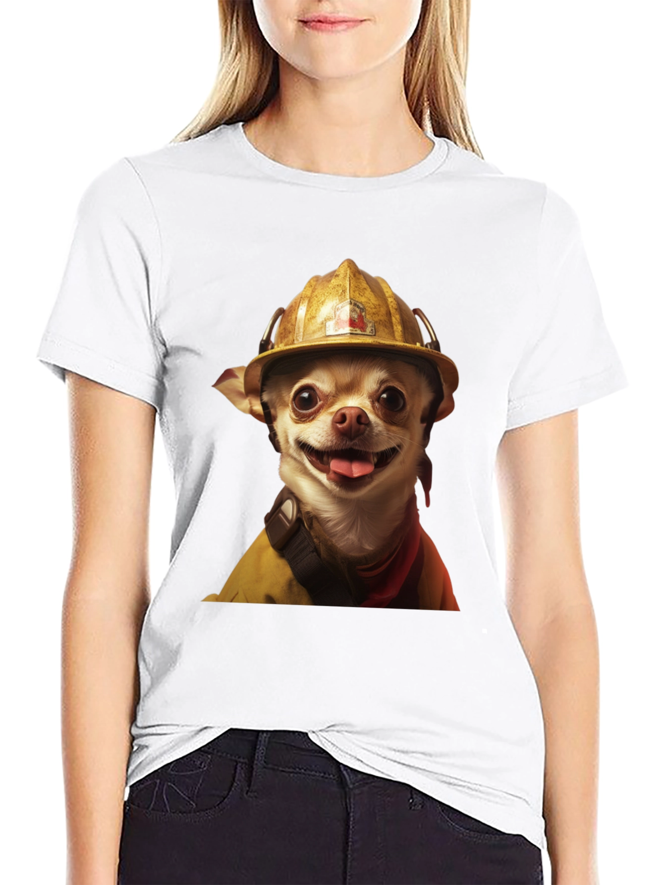 Dog Firefighter T-Shirt - Novelty Pet Lover Tee