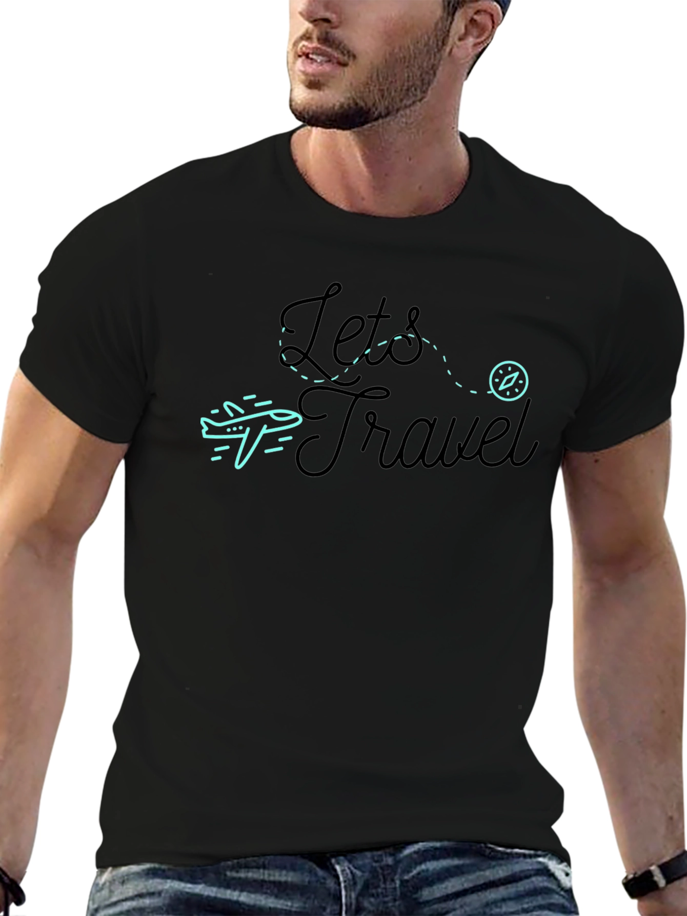 Lets Travel Graphic Tee - Black