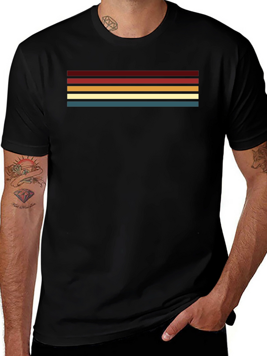 Retro Stripe Graphic Black T-Shirt