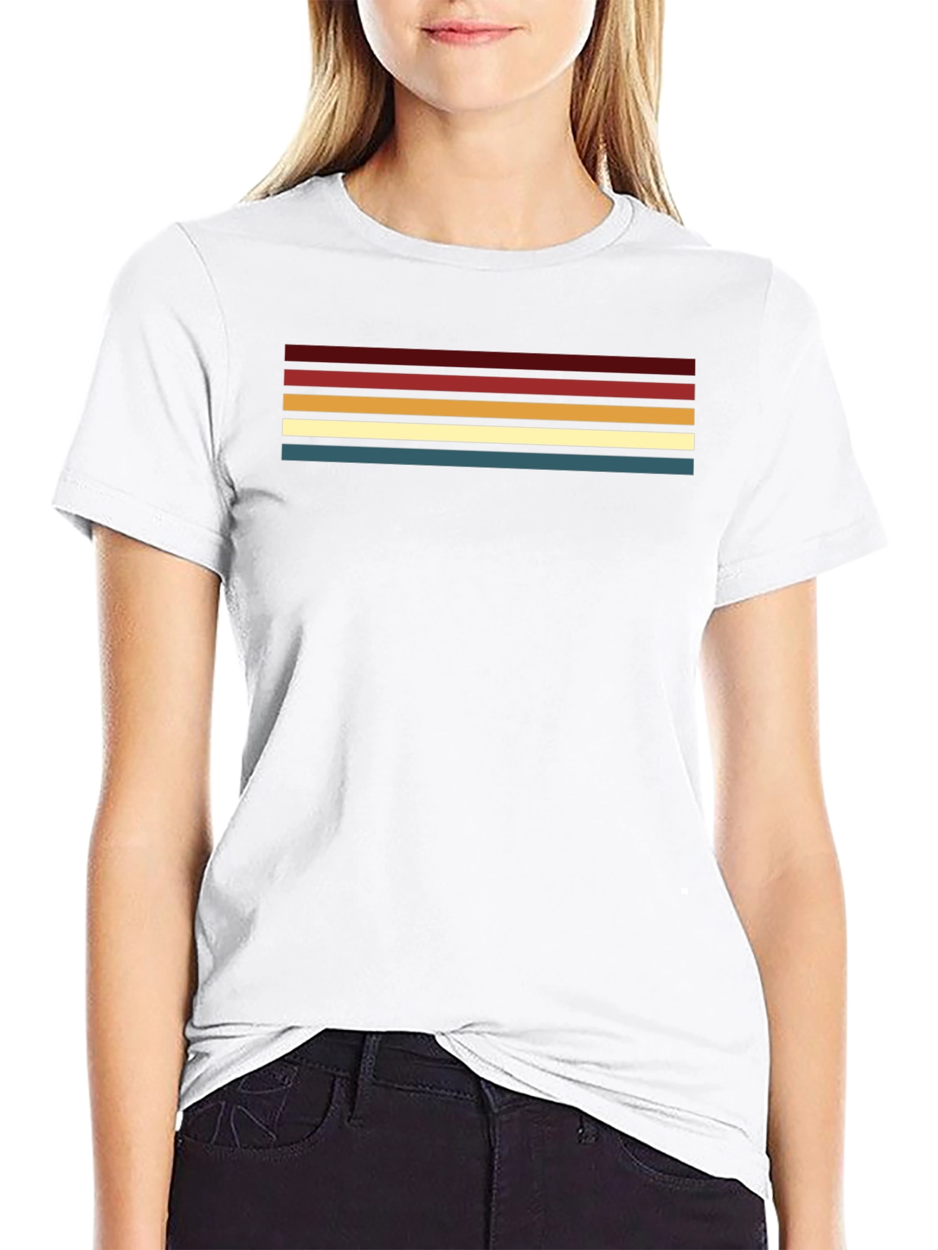 Retro Stripe Graphic Black T-Shirt