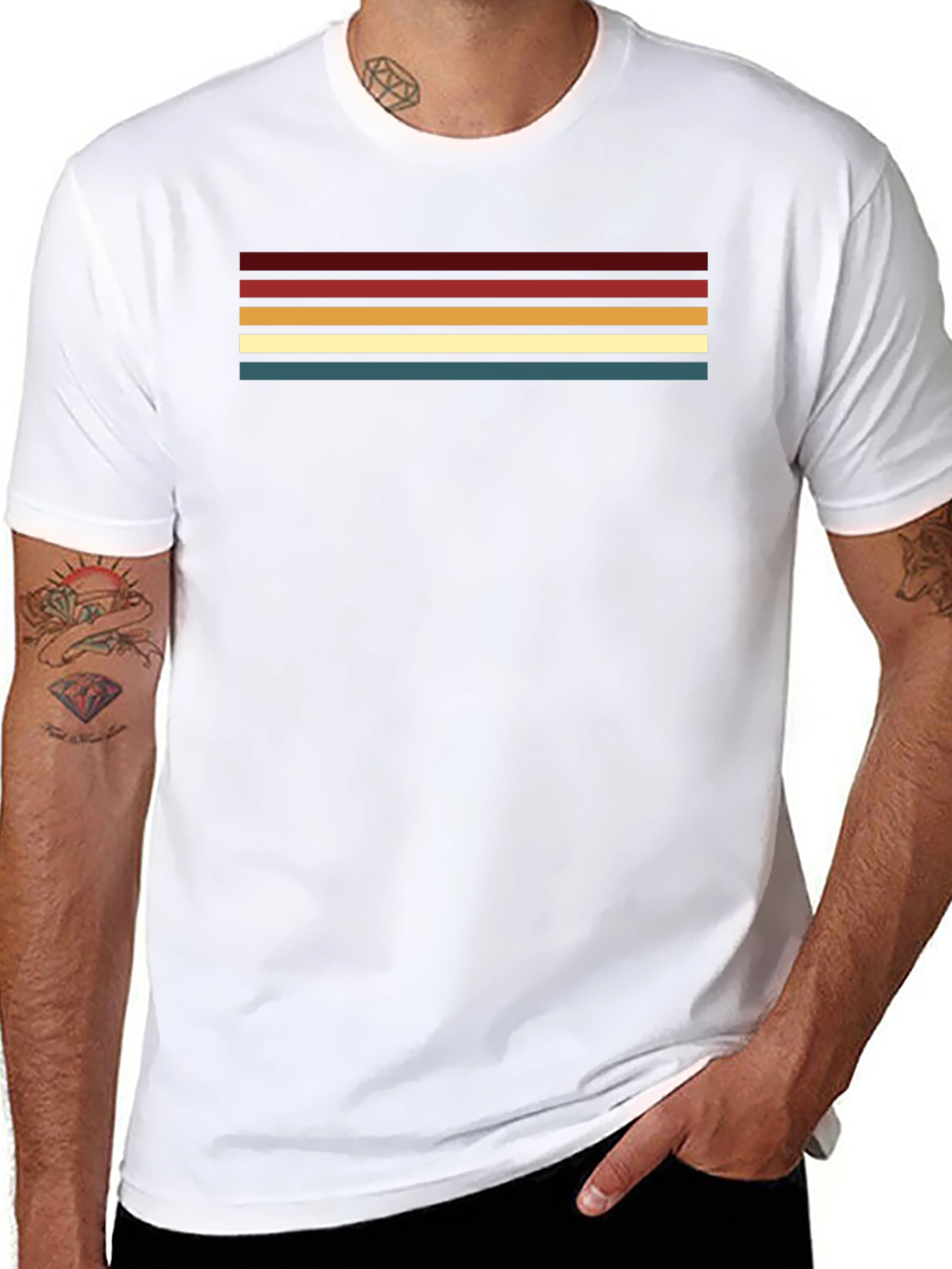 Retro Stripe Graphic Black T-Shirt