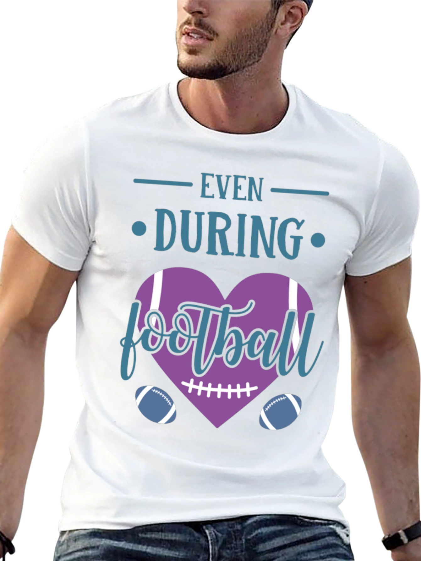 Even During Football Heart T-Shirt