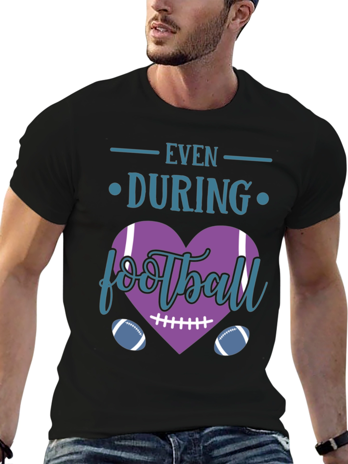 Even During Football Heart T-Shirt