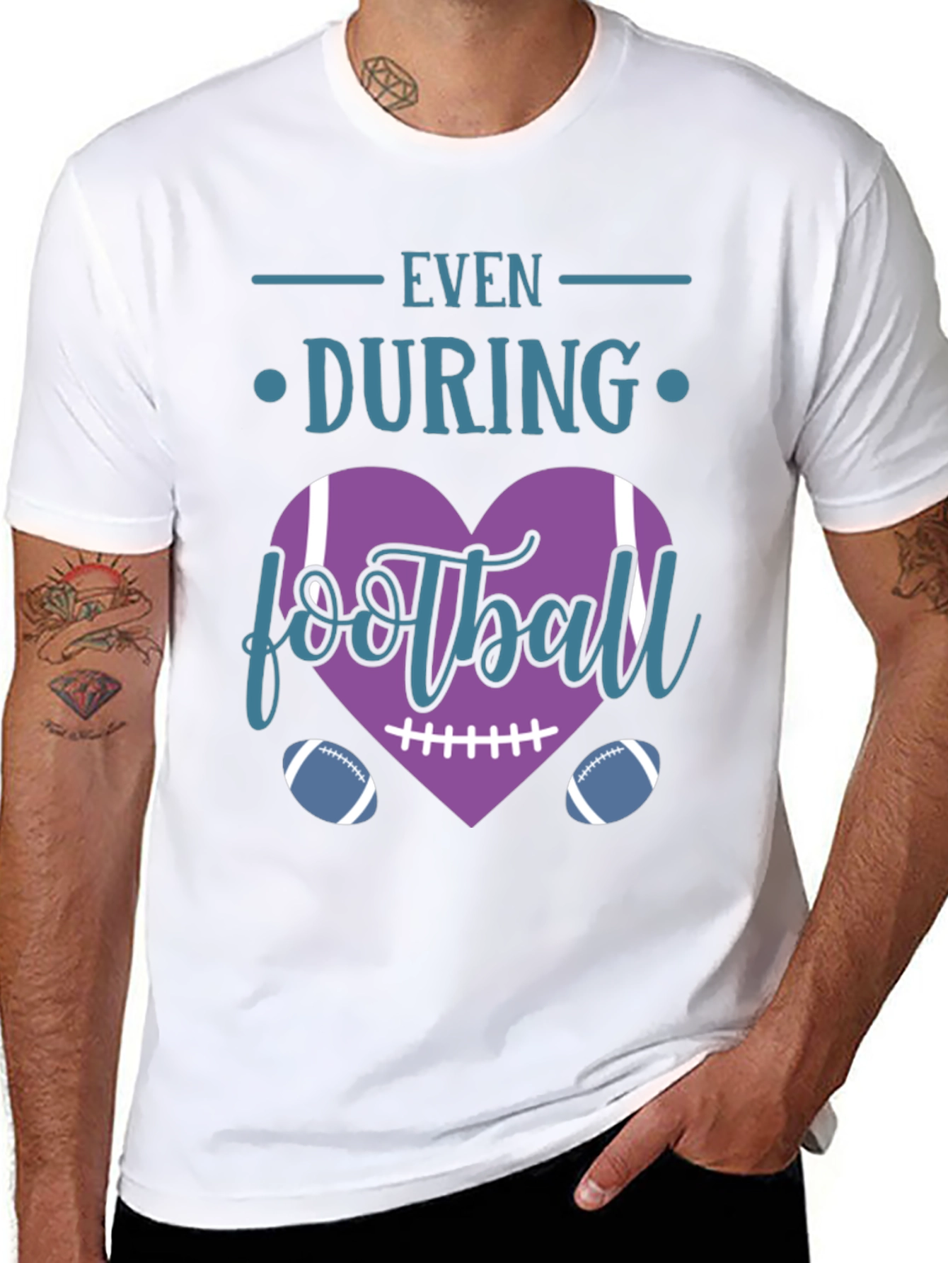 Even During Football Heart T-Shirt